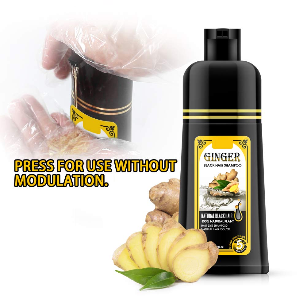 Gowwim Ginger Black Semi-Permanent Hair Dye Shampoo – Quick 5-Min Color, 500ml