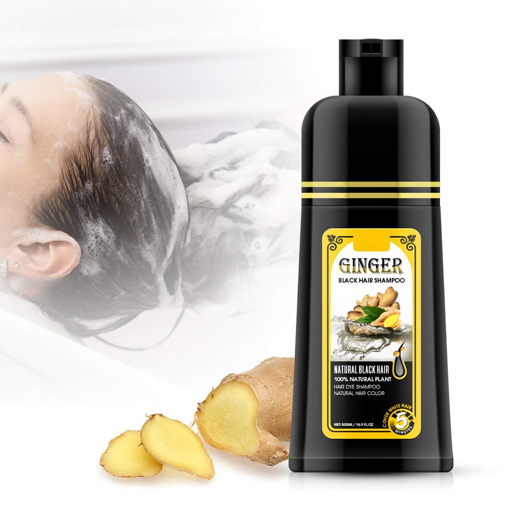Gowwim Ginger Black Semi-Permanent Hair Dye Shampoo – Quick 5-Min Color, 500ml