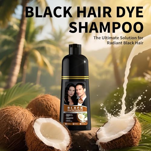 gowwim Black Hair Dye Shampoo – Instant Gray Coverage, Plant-Based Semi-Permanent Color for Women & Men