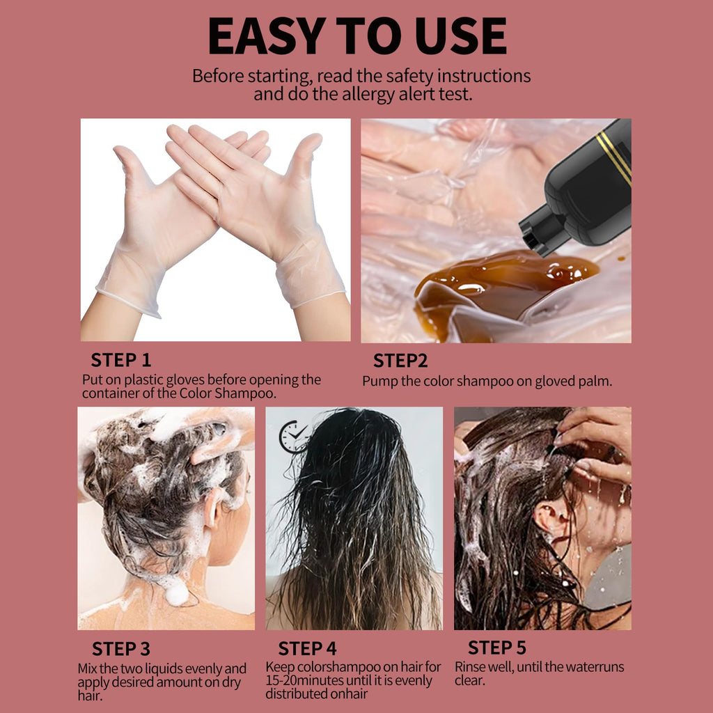 gowwim Black Hair Dye Shampoo | Plant-Based Instant Gray Coverage