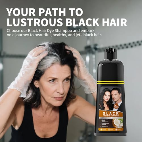 gowwim Black Hair Dye Shampoo – Instant Gray Coverage, Plant-Based Semi-Permanent Color for Women & Men