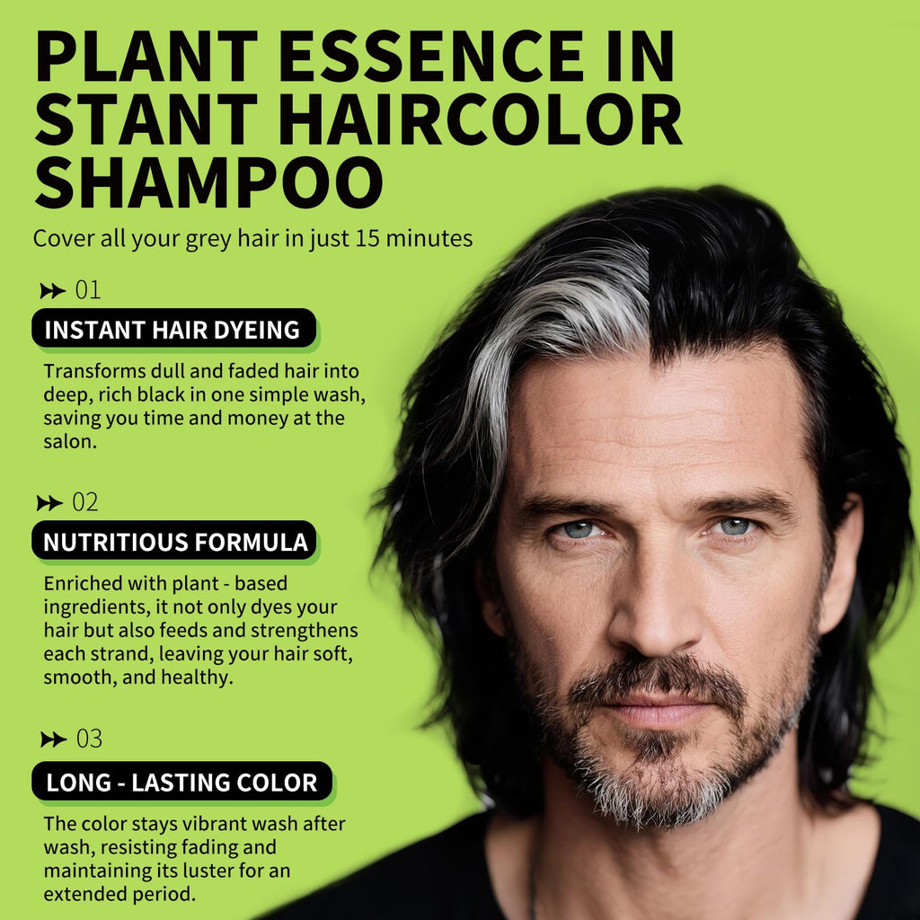 gowwim Black Hair Dye Shampoo – Plant-Based Semi-Permanent Gray Coverage