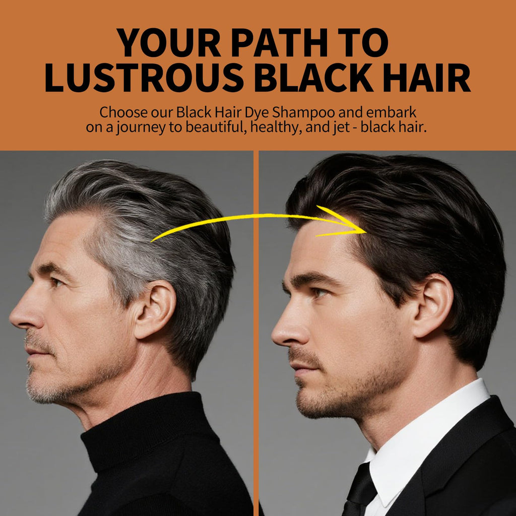 gowwim Black Hair Dye Shampoo – Instant Gray Coverage, Plant-Based Semi-Permanent Color for Women & Men