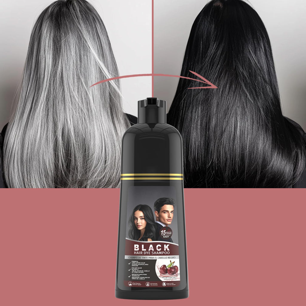 gowwim Black Hair Dye Shampoo | Plant-Based Instant Gray Coverage