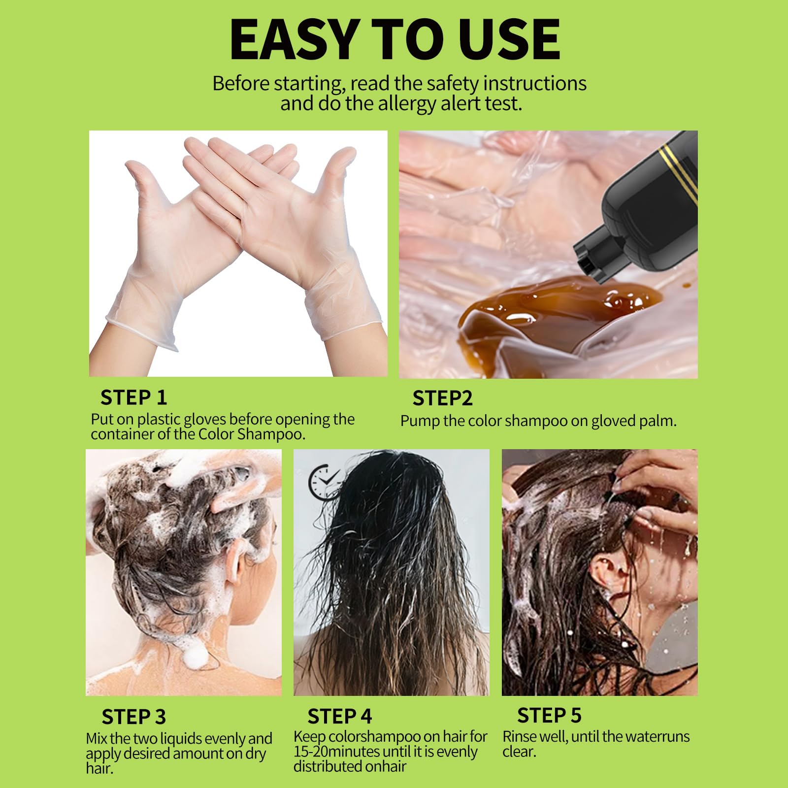 gowwim Black Hair Dye Shampoo – Plant-Based Semi-Permanent Gray Coverage