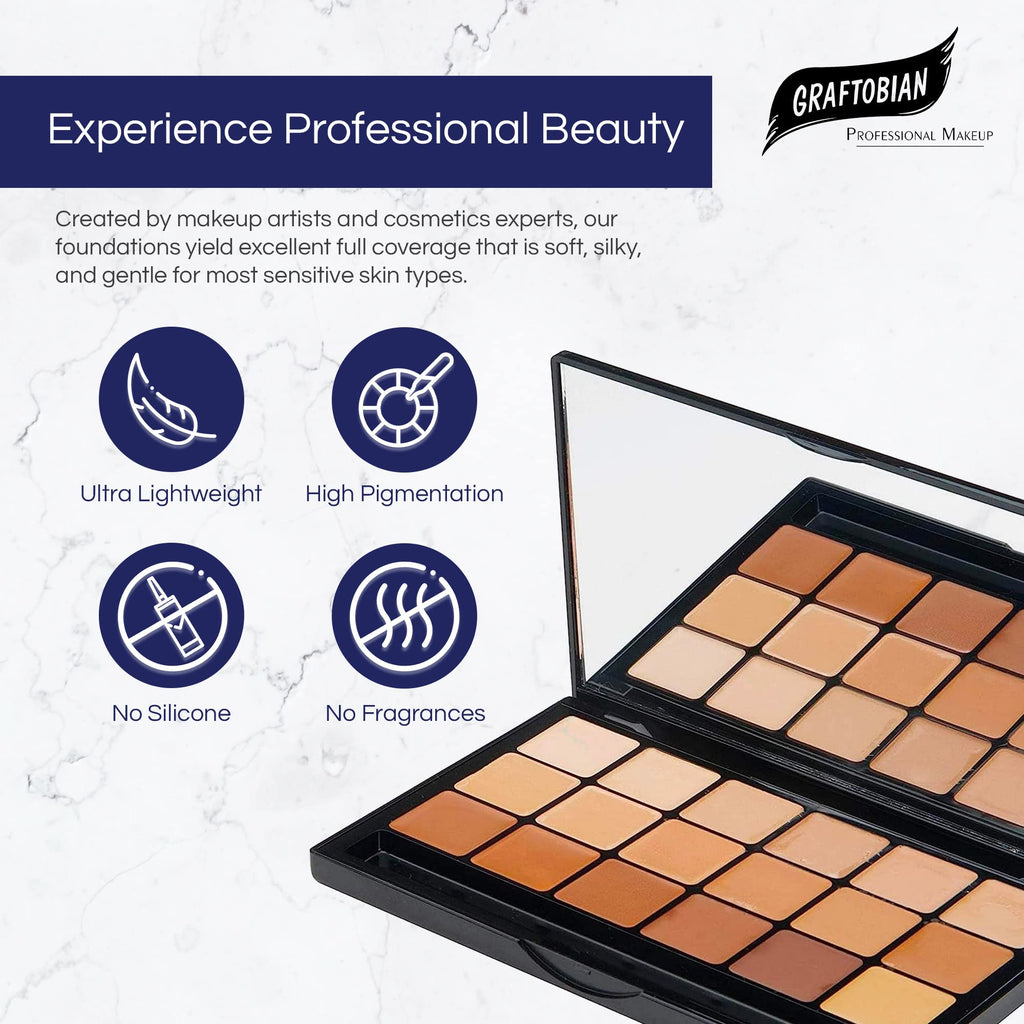 Graftobian HD Glamour Creme Foundation Warm Super Palette – 18 Warm Shades