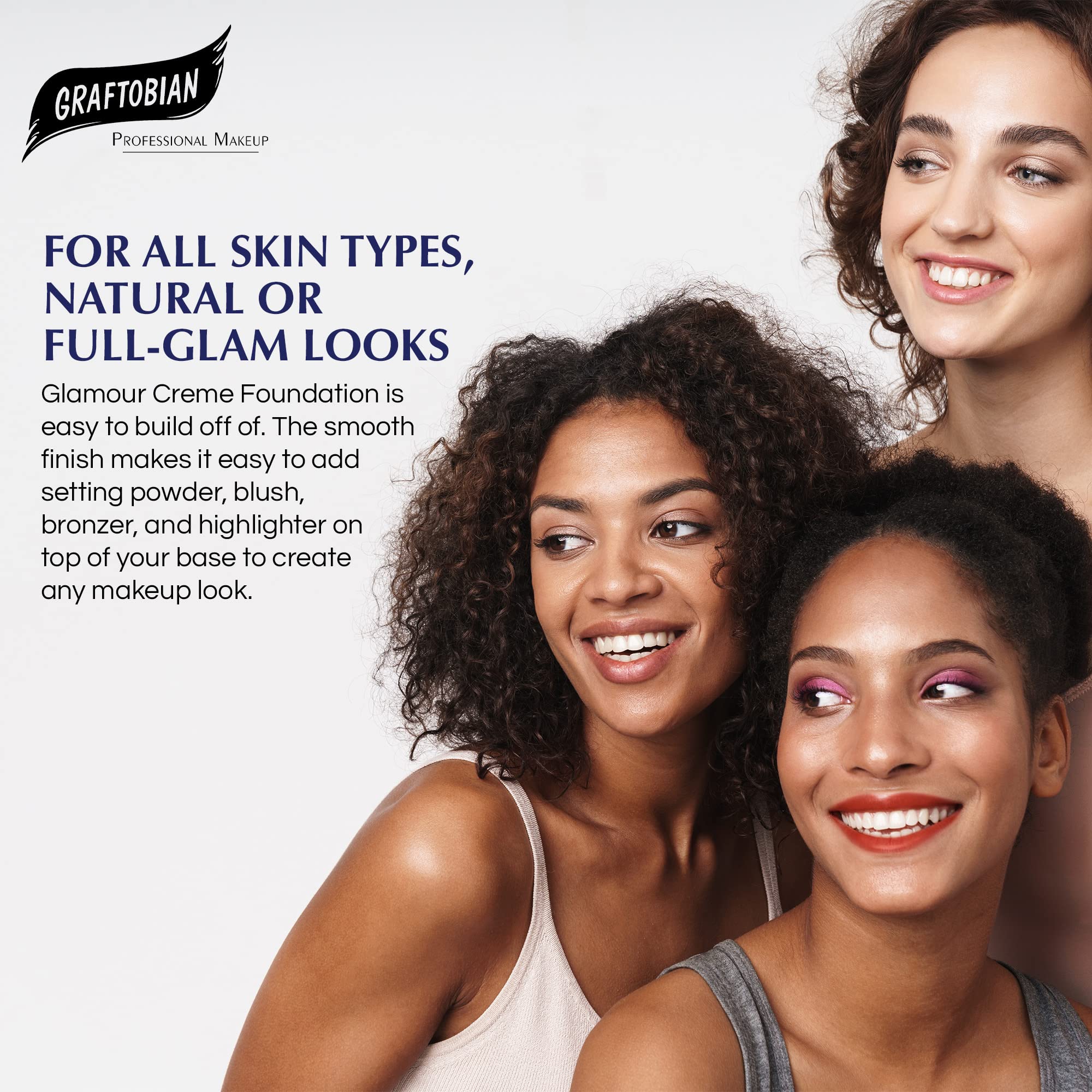 Graftobian HD Glamour Creme Foundation — Weightless Full Coverage, 65 Shades, For All Skin Types