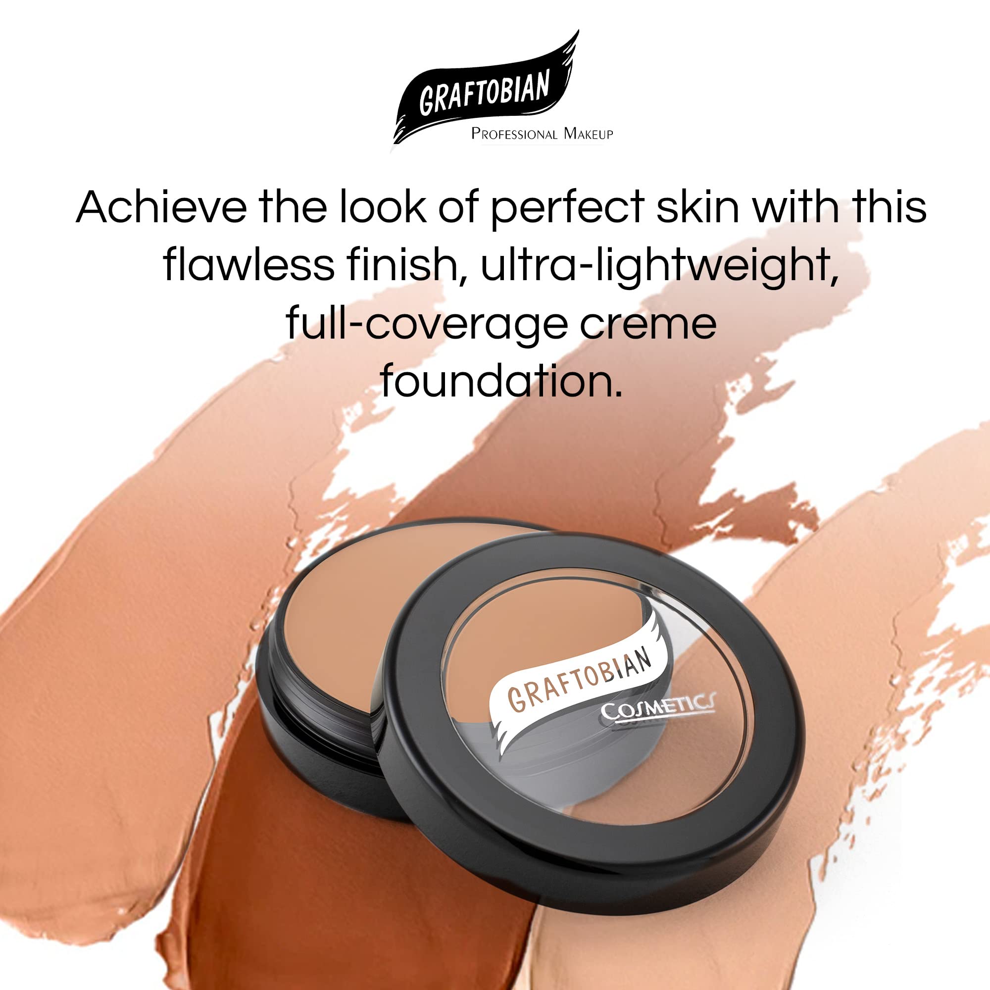 Graftobian HD Glamour Creme Foundation | Weightless Full Coverage, 65 Shades, For All Skin Types