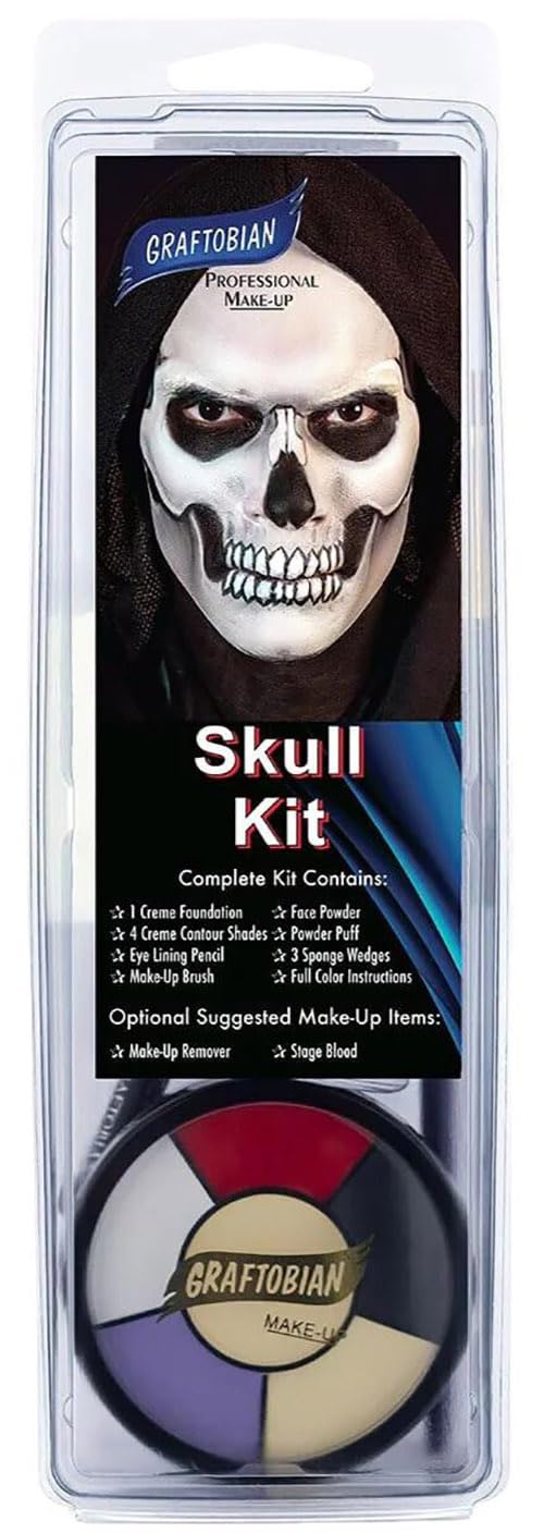 Graftobian Skull Makeup Kit - Pro Skeleton Makeup Set for Costumes, Cosplay & Halloween