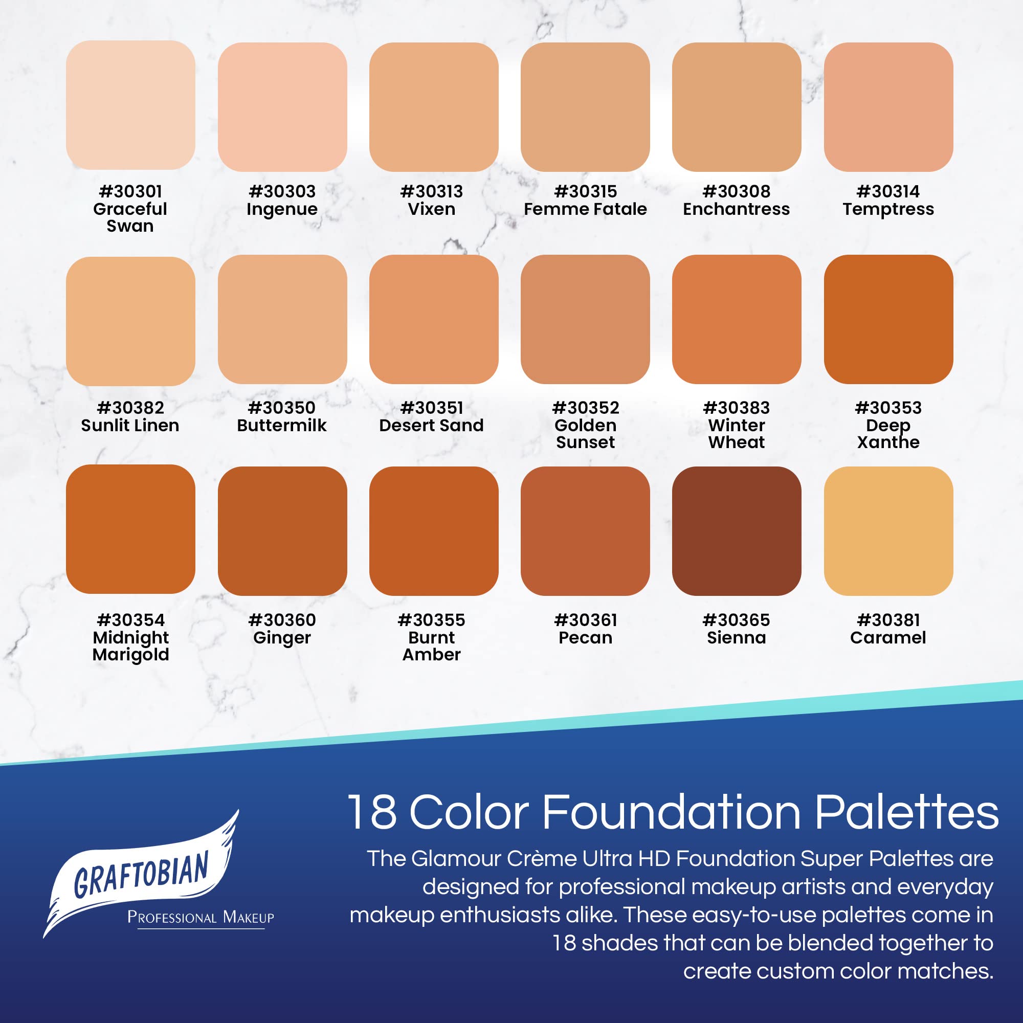 Graftobian HD Glamour Creme Foundation Warm Super Palette – 18 Warm Shades