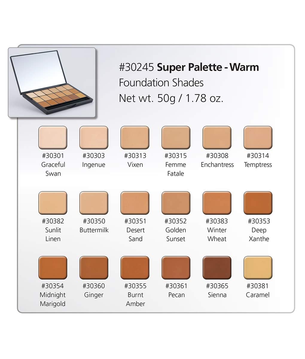 Graftobian HD Glamour Creme Foundation Warm Super Palette – 18 Warm Shades