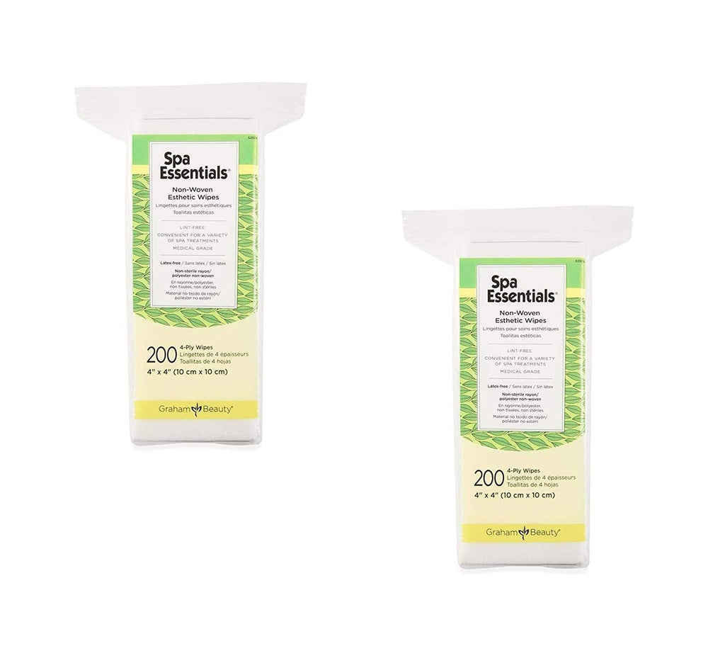 Graham Spa Essentials Nonwoven Esthetic Wipes 4x4 – 200 Count (2 Pack) | Spa Facial Prep