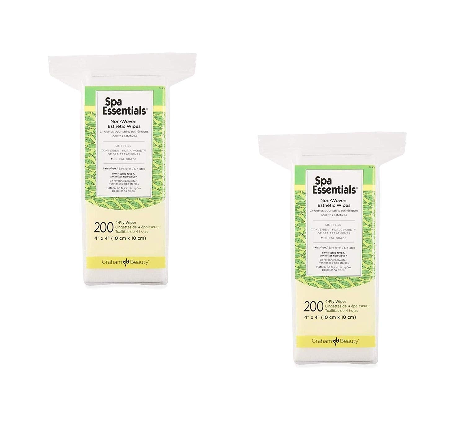 Graham Spa Essentials Nonwoven Esthetic Wipes 4x4 – 200 Count (2 Pack) | Spa Facial Prep