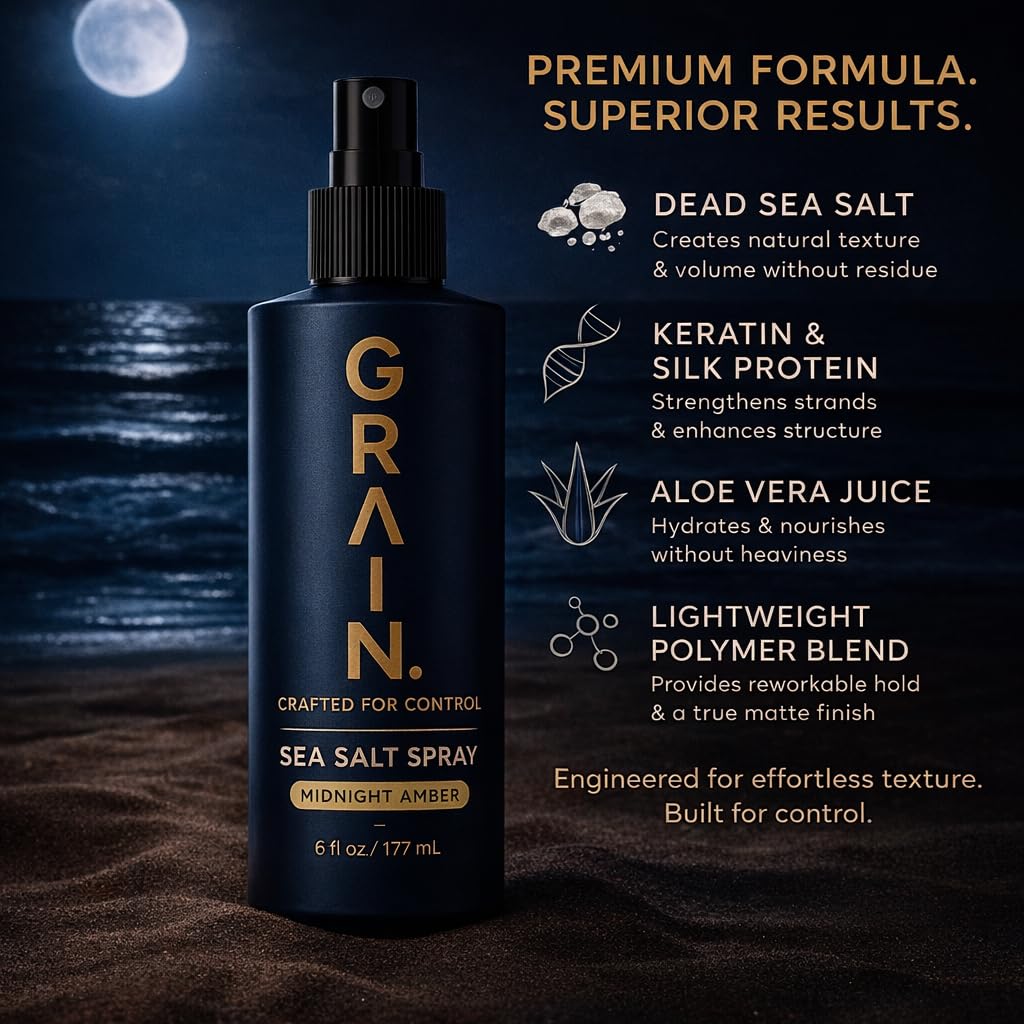 Grain Sea Salt Spray for Men — Texturizing, Volumizing Hair Spray with Lightweight Hold | 6oz/177mL