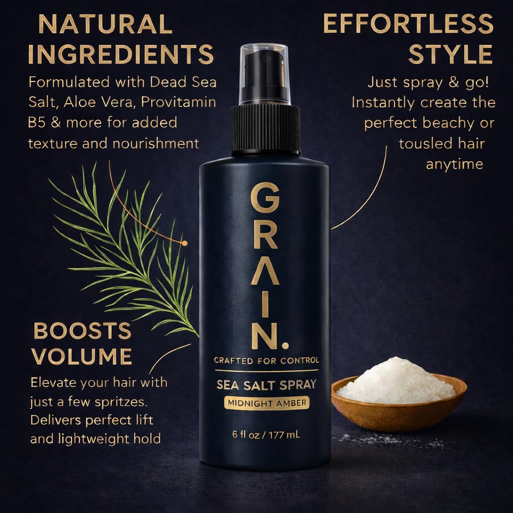 Grain Sea Salt Spray for Men — Texturizing, Volumizing Hair Spray with Lightweight Hold | 6oz/177mL