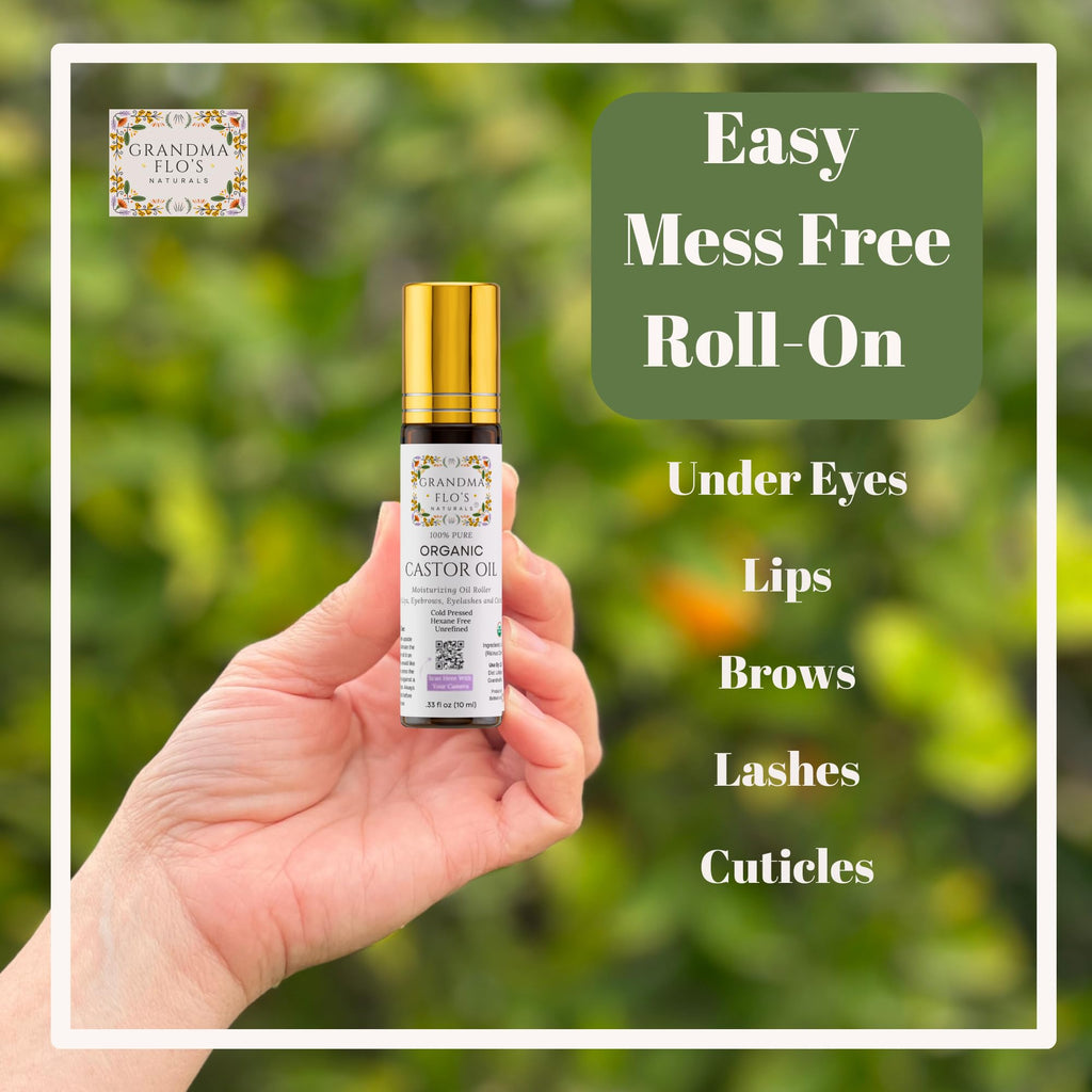 Grandma Flo's Naturals Pure Organic Castor Oil Roll-On – Lips, Brows, Lashes (10ml) Hexane Free