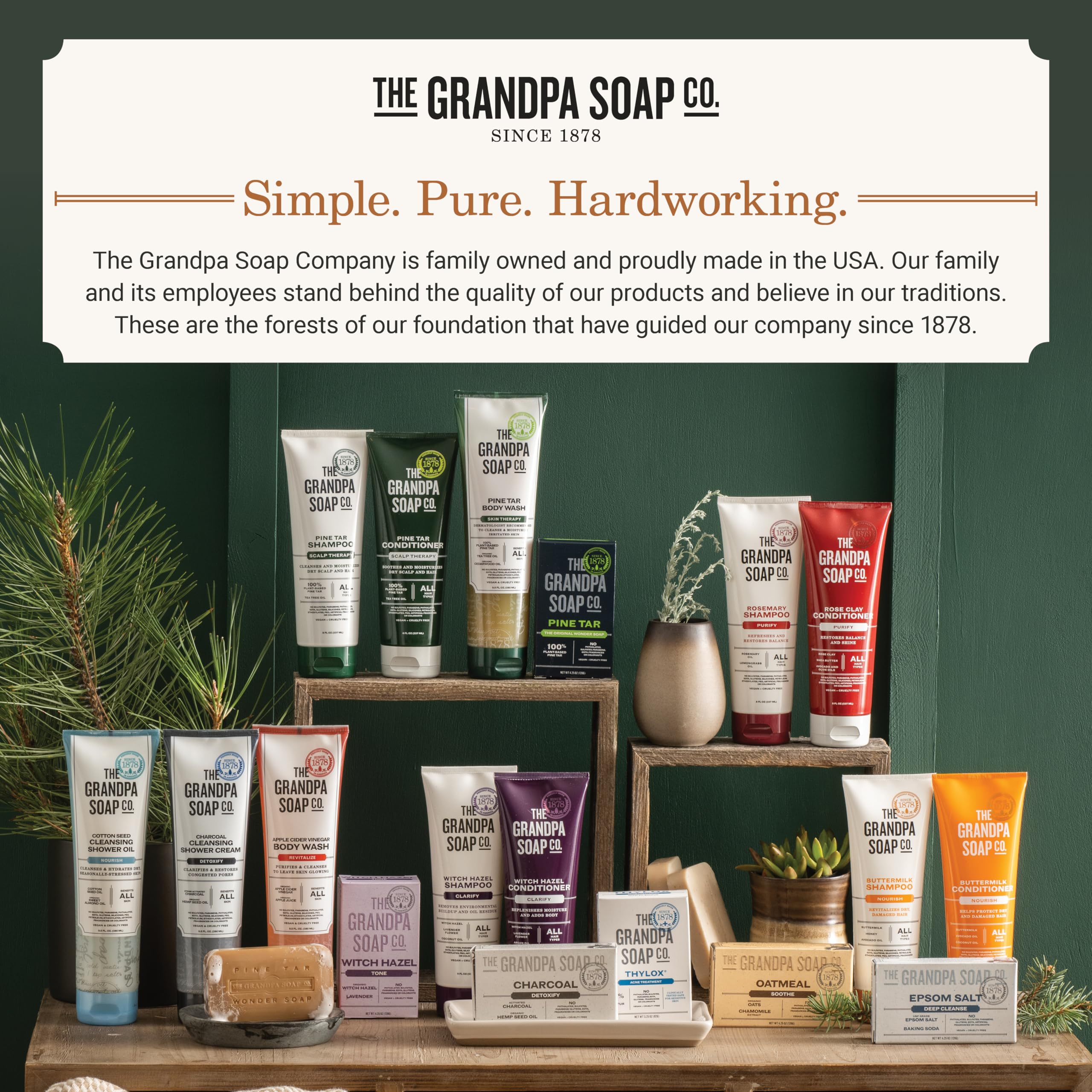 The Grandpa Soap Company Charcoal Shower Cream - Clarifies Pores with Activated Charcoal & Hemp Seed Oil | 9.5 Fl Oz, 2-Pack