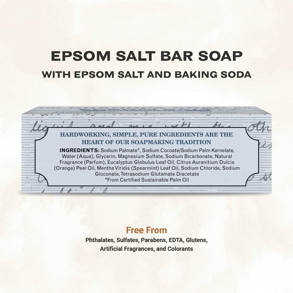 The Grandpa Soap Company Epsom Salt Bar Soap – Deep Cleansing, Vegan, 3 Pack (4.25 oz each)