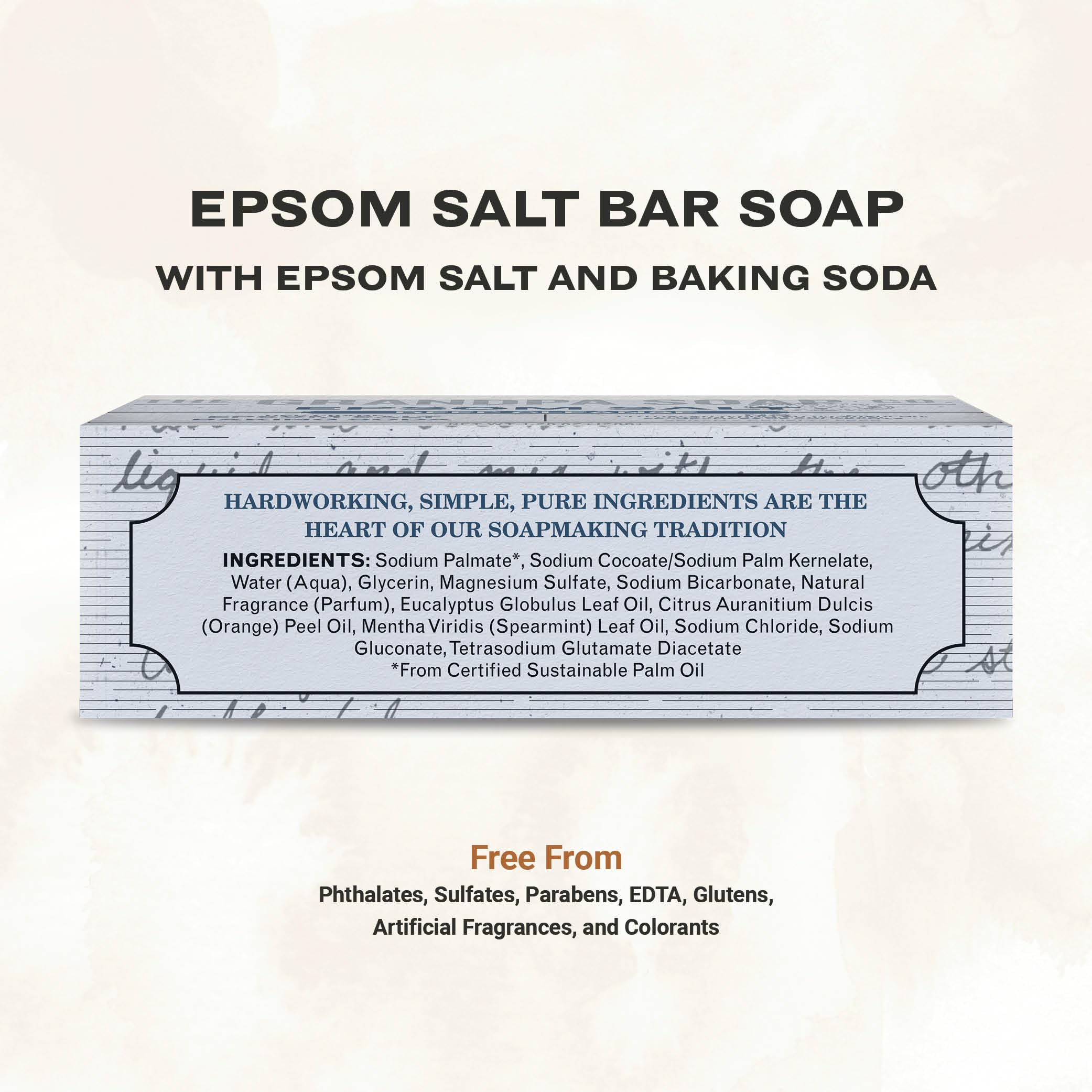 The Grandpa Soap Company Epsom Salt Bar Soap – Deep Cleansing, Vegan, 3 Pack (4.25 oz each)