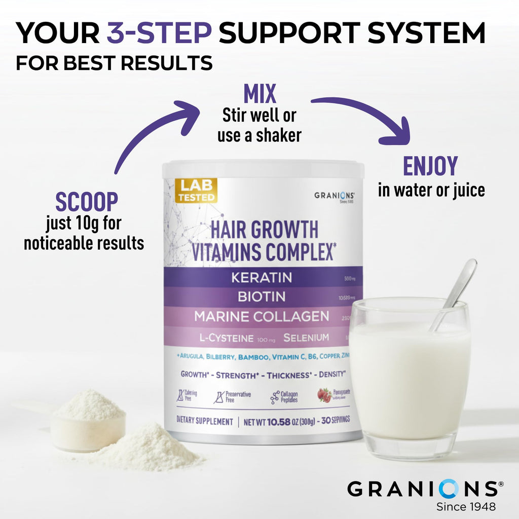 Granions Hair Growth Powder – Strength, Thickness & Density for Women & Men