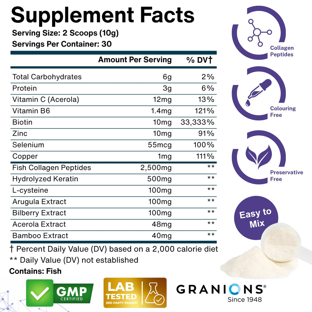 Granions Hair Growth Powder – Strength, Thickness & Density for Women & Men