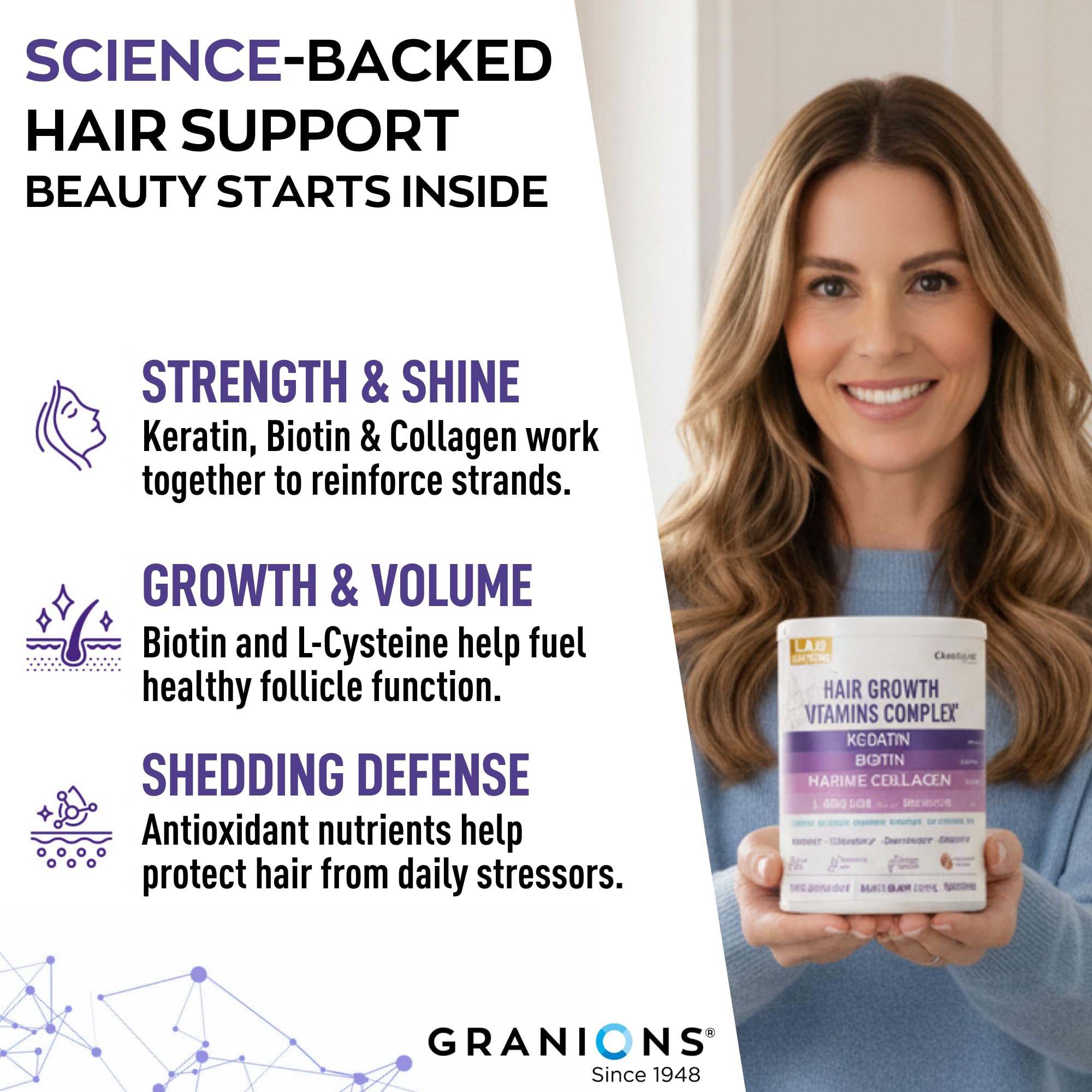 Granions Hair Growth Powder – Strength, Thickness & Density for Women & Men