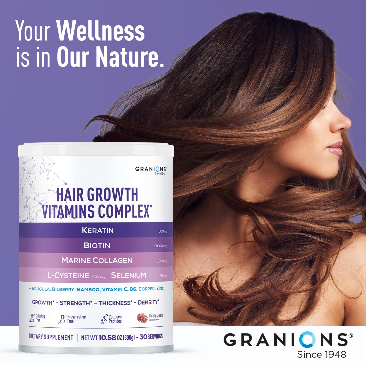Granions Hair Growth Powder – Strength, Thickness & Density for Women & Men