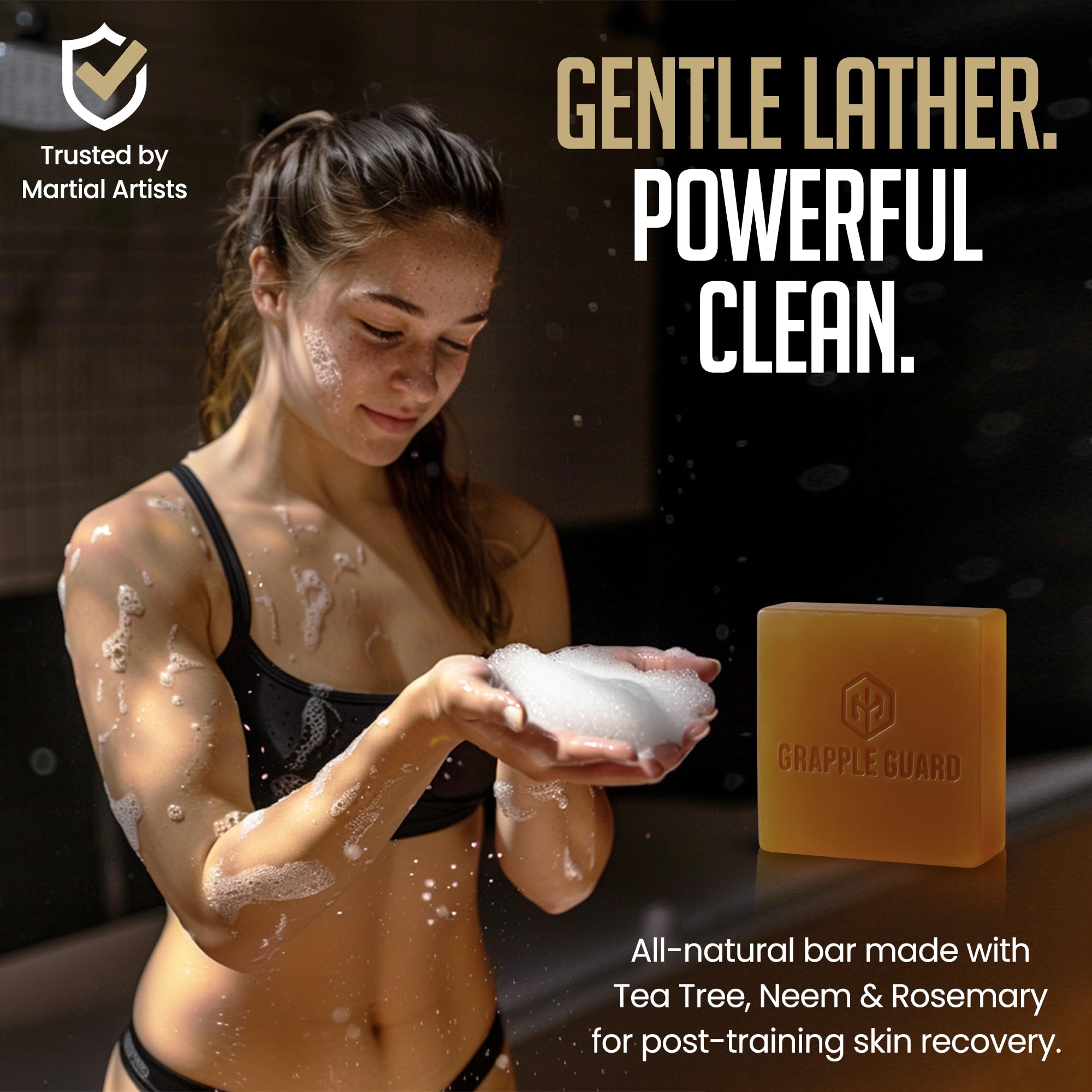 Grapple Guard Tea Tree Soap Bar for Jiu Jitsu, MMA & Combat Athletes | Neem, Rosemary & Citrus Scent