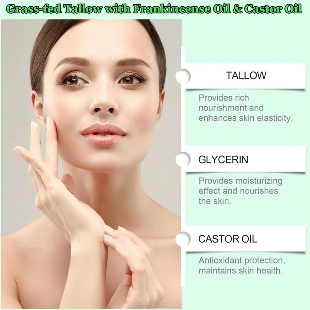 Grass-fed Beef Tallow Cream with Castor Oil & Frankincense — 60g Organic Moisturizer for Face, Body & Hands
