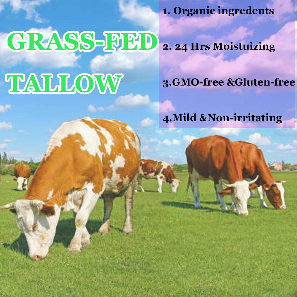 Grass-fed Beef Tallow Cream with Castor Oil & Frankincense — 60g Organic Moisturizer for Face, Body & Hands