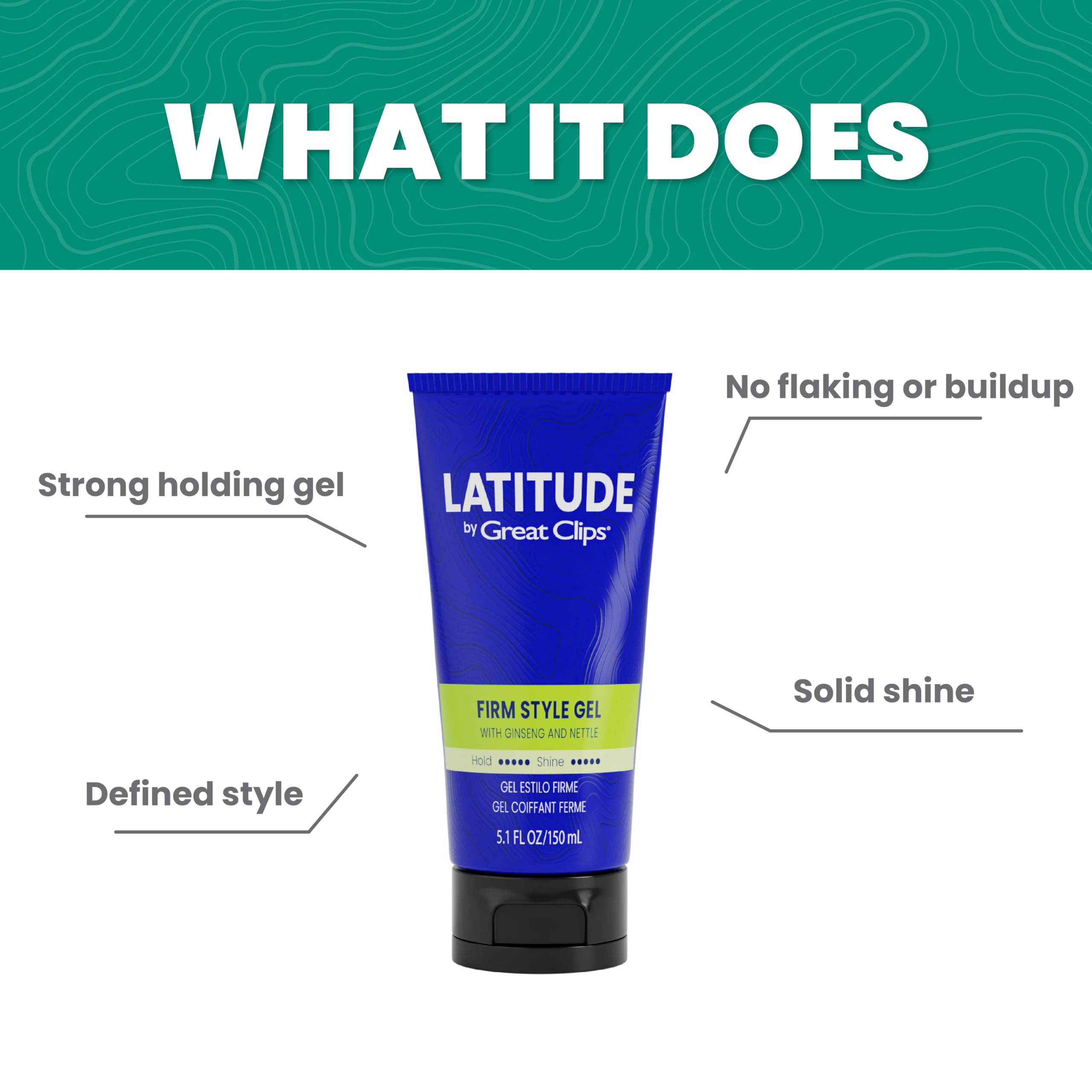 GREAT CLIPS LATITUDE Firm Style Gel – High Hold + High Shine (32oz)