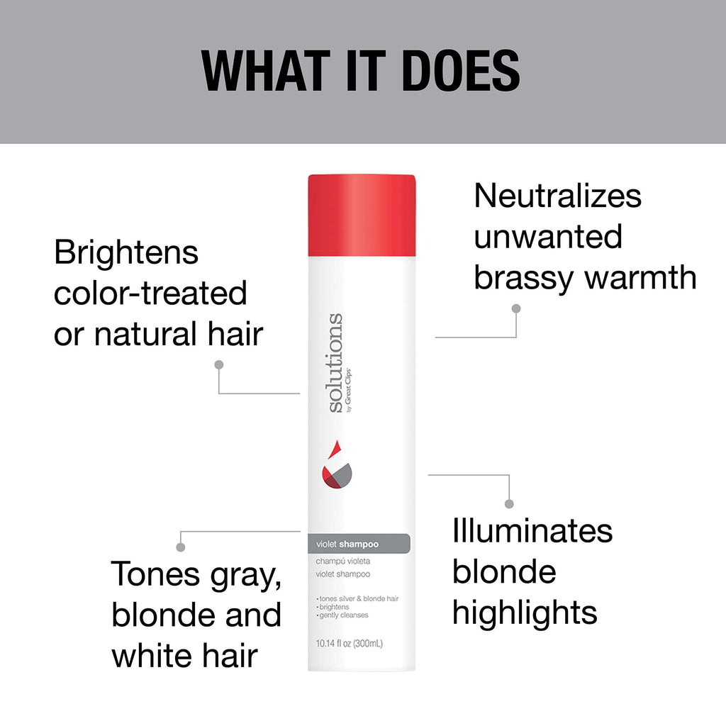 GREAT CLIPS Solutions Violet Shampoo, 10oz | Toning Shampoo for Blonde, Gray & White Hair