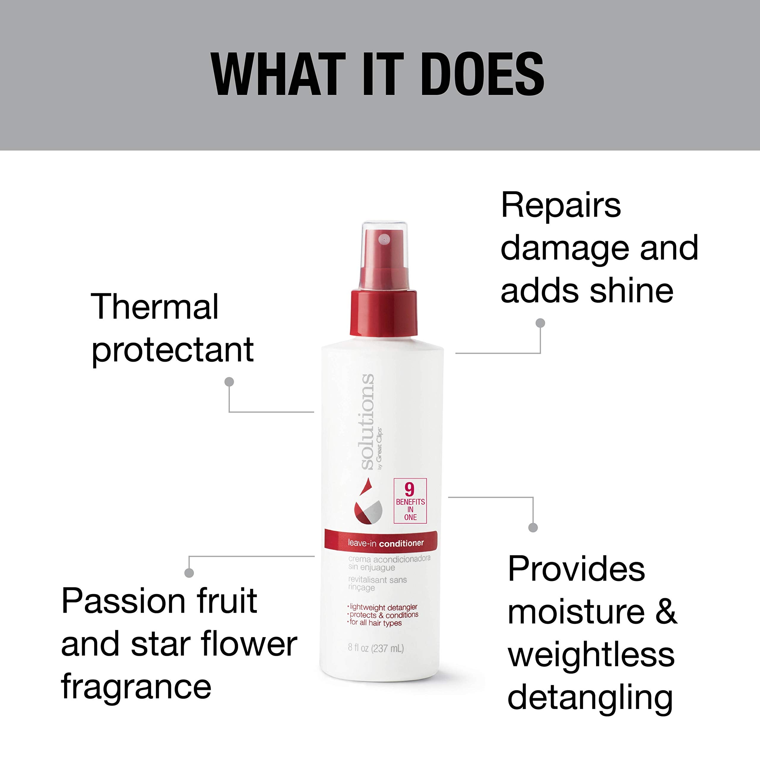 GREAT CLIPS Solutions Nourishing Leave-In Conditioner | 8oz Spray | Detangles & Hydrates Hair