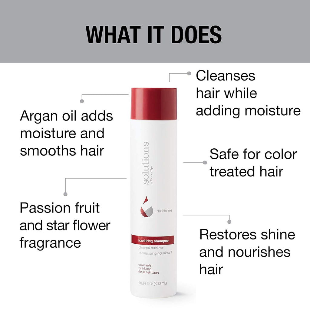 Great Clips Solutions Nourishing Shampoo 32 oz – Argan Oil, Sulfate & Paraben Free, Color-Safe Shine