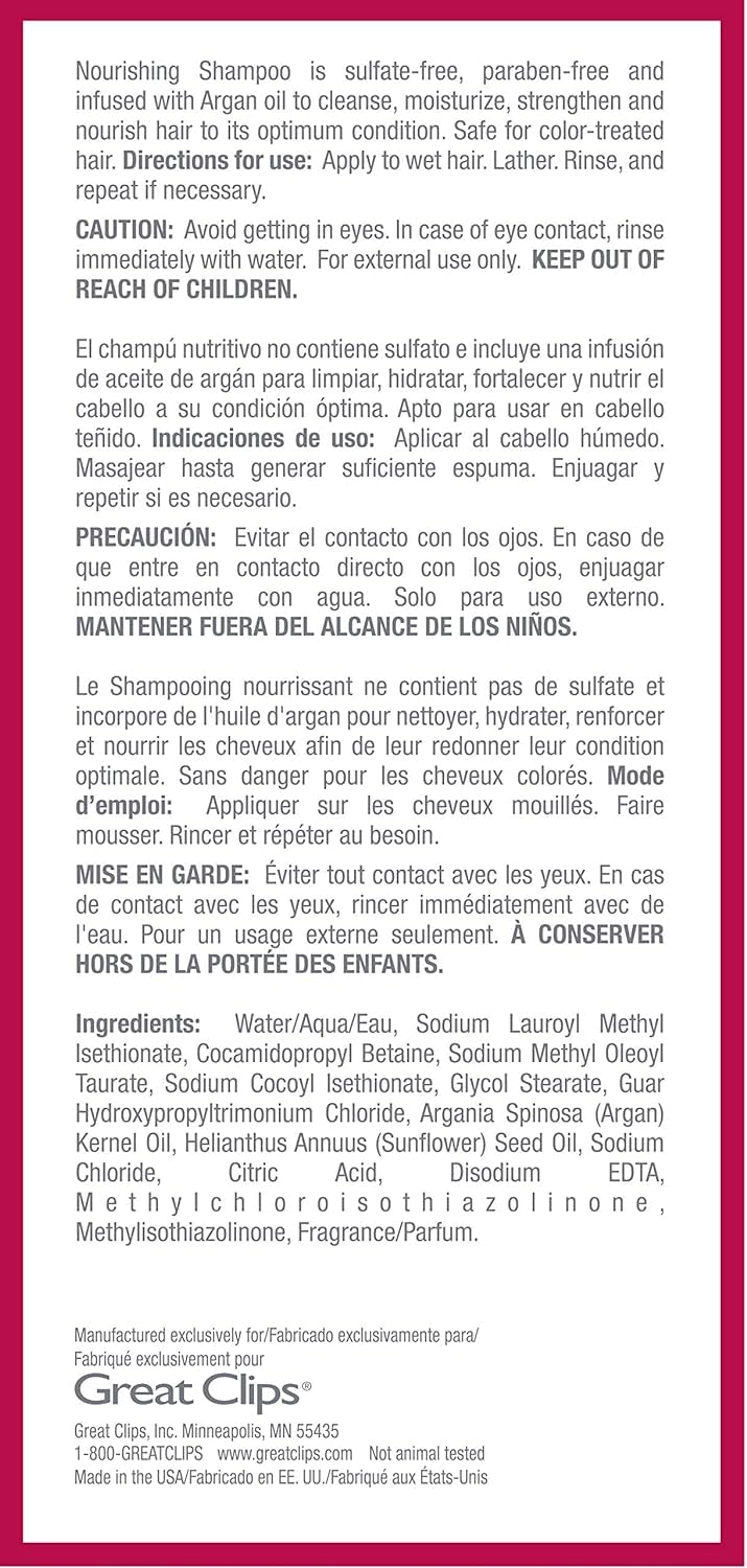Great Clips Solutions Nourishing Shampoo 32 oz – Argan Oil, Sulfate & Paraben Free, Color-Safe Shine