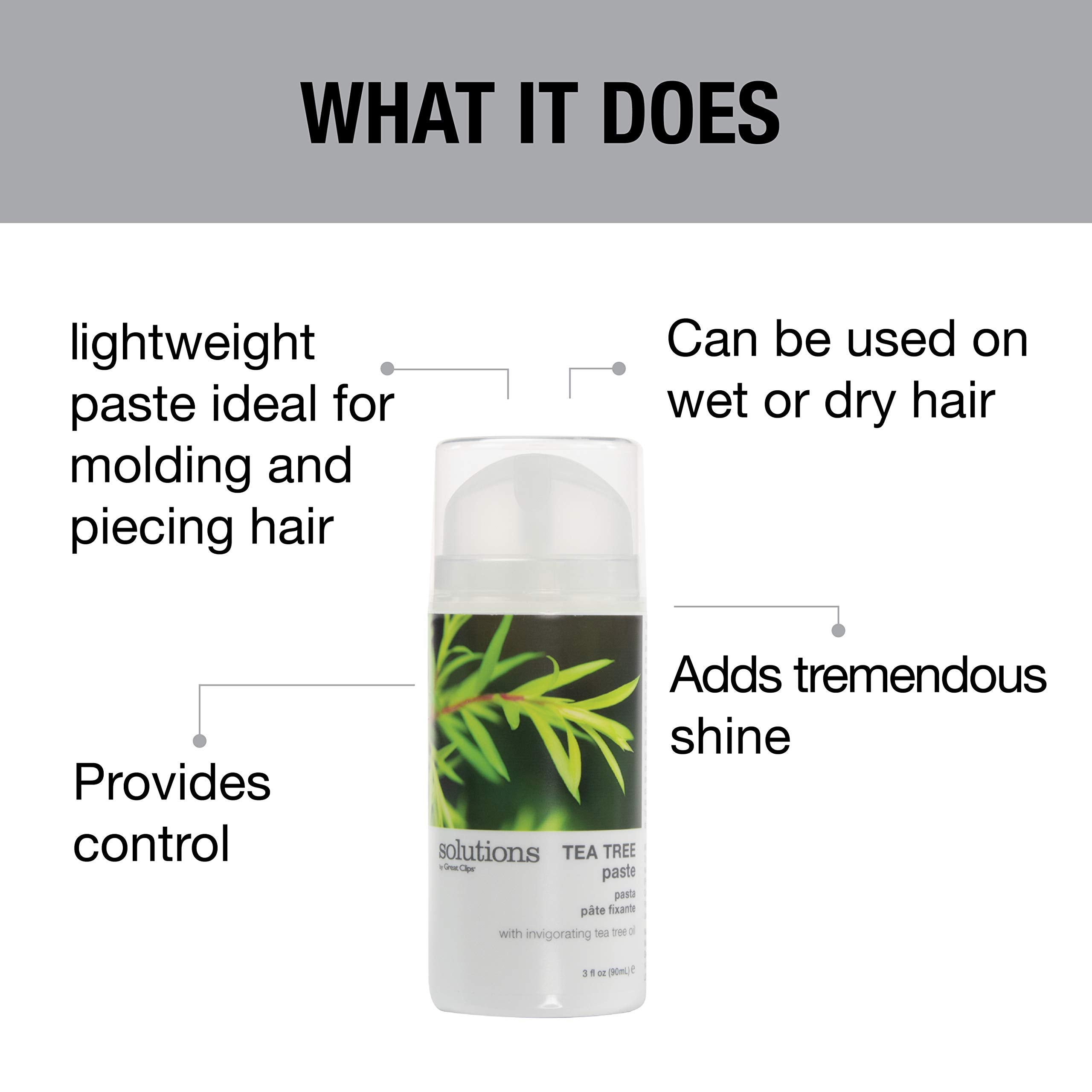 GREAT CLIPS Solutions Tea Tree Paste 3.4oz – Easy Pump, Peppermint Scent, Mold and Style Hair