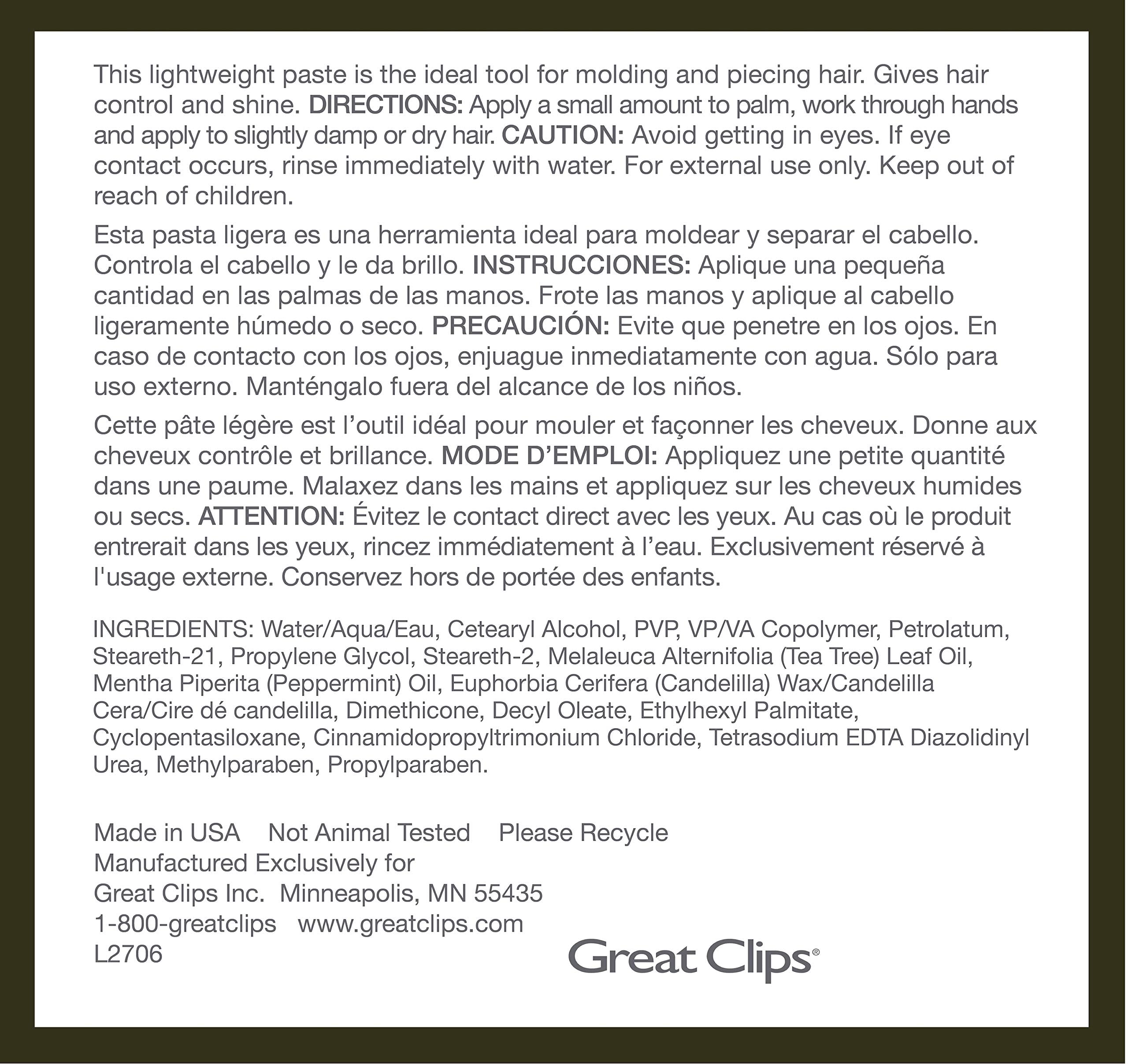 GREAT CLIPS Solutions Tea Tree Paste 3.4oz – Easy Pump, Peppermint Scent, Mold and Style Hair