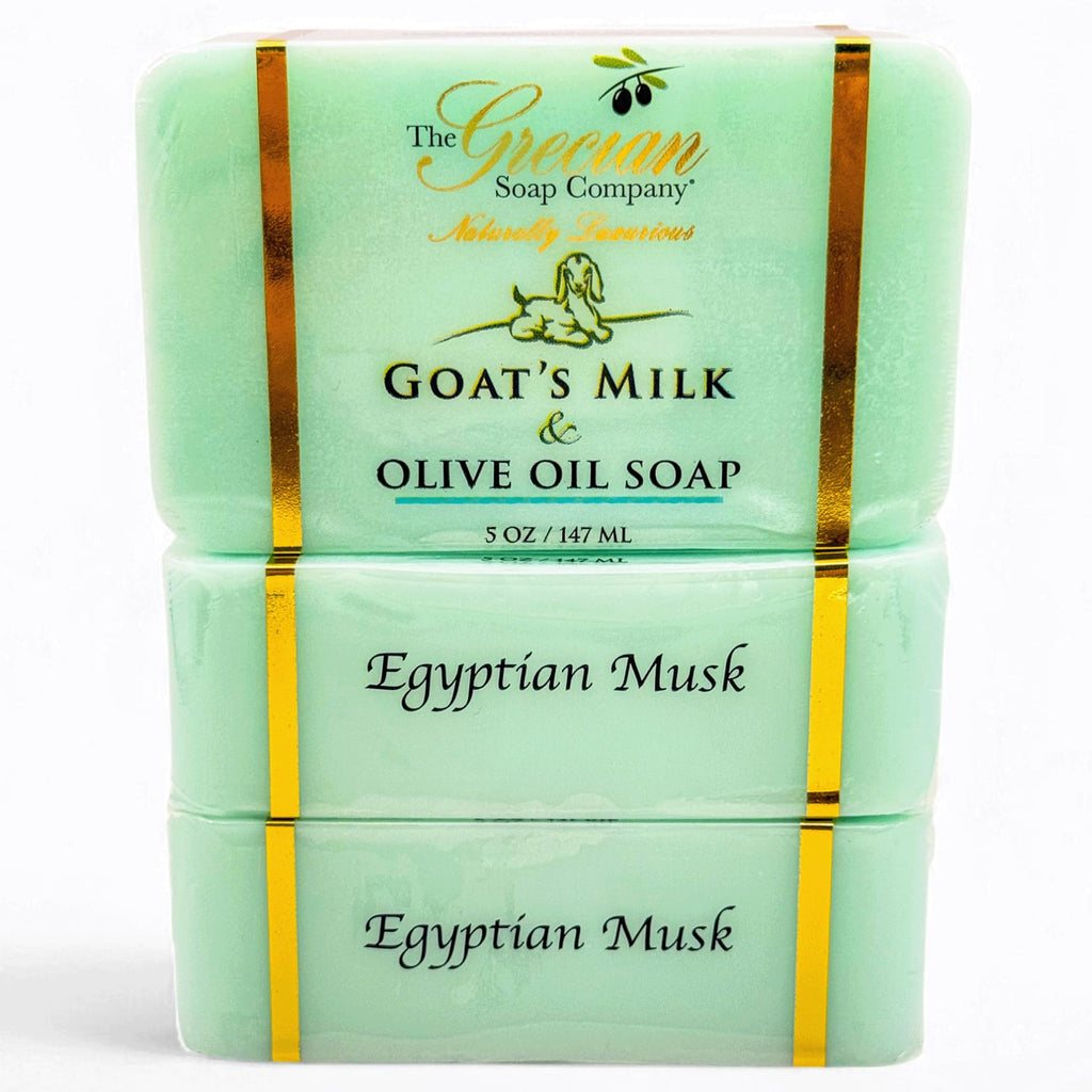 The Grecian Soap Company Goat Milk & Olive Oil Bar 3-Pack – Egyptian Musk, Made in USA