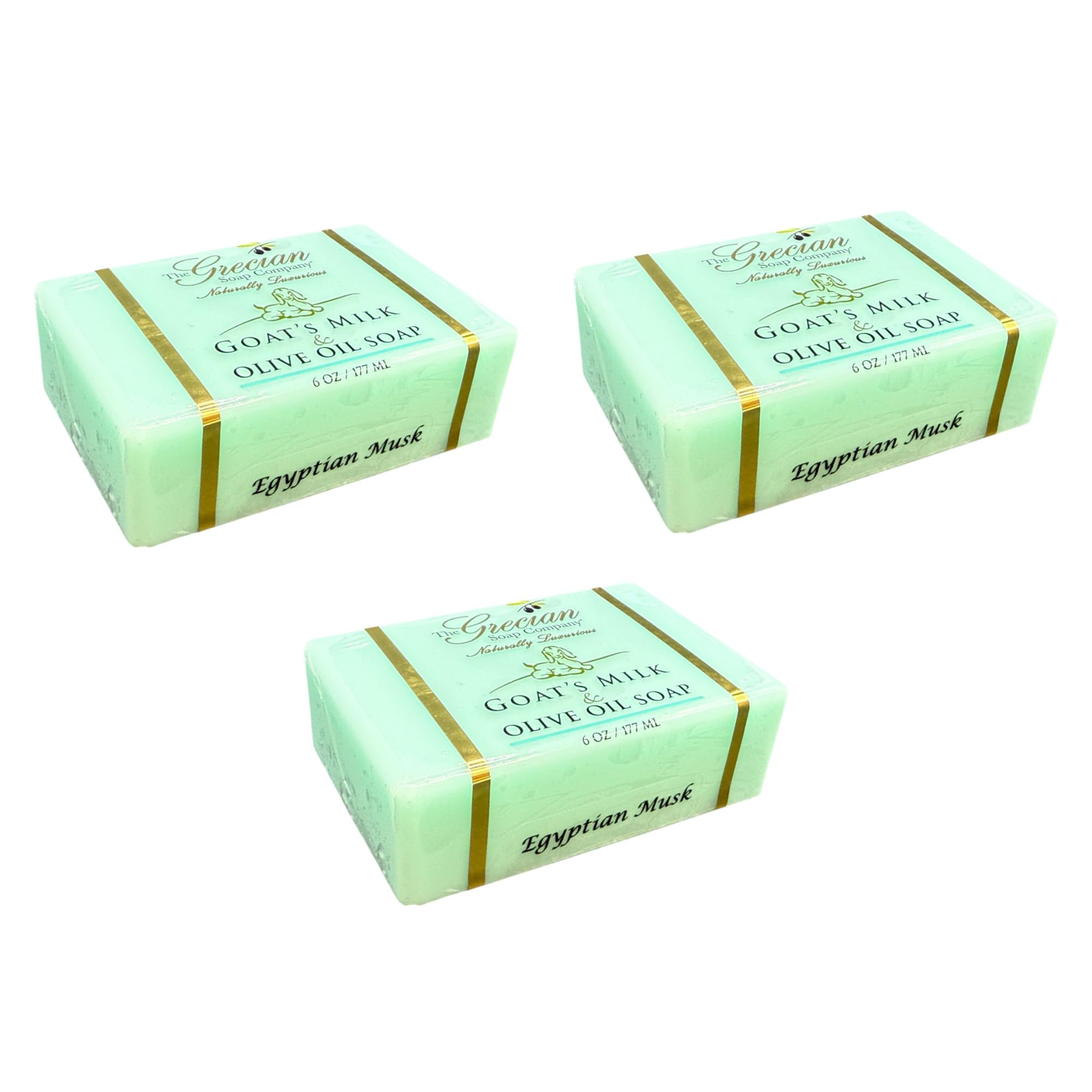 Grecian Goat Milk & Olive Oil Soap Bar 3-Pack – Egyptian Musk, Handmade & All-Natural
