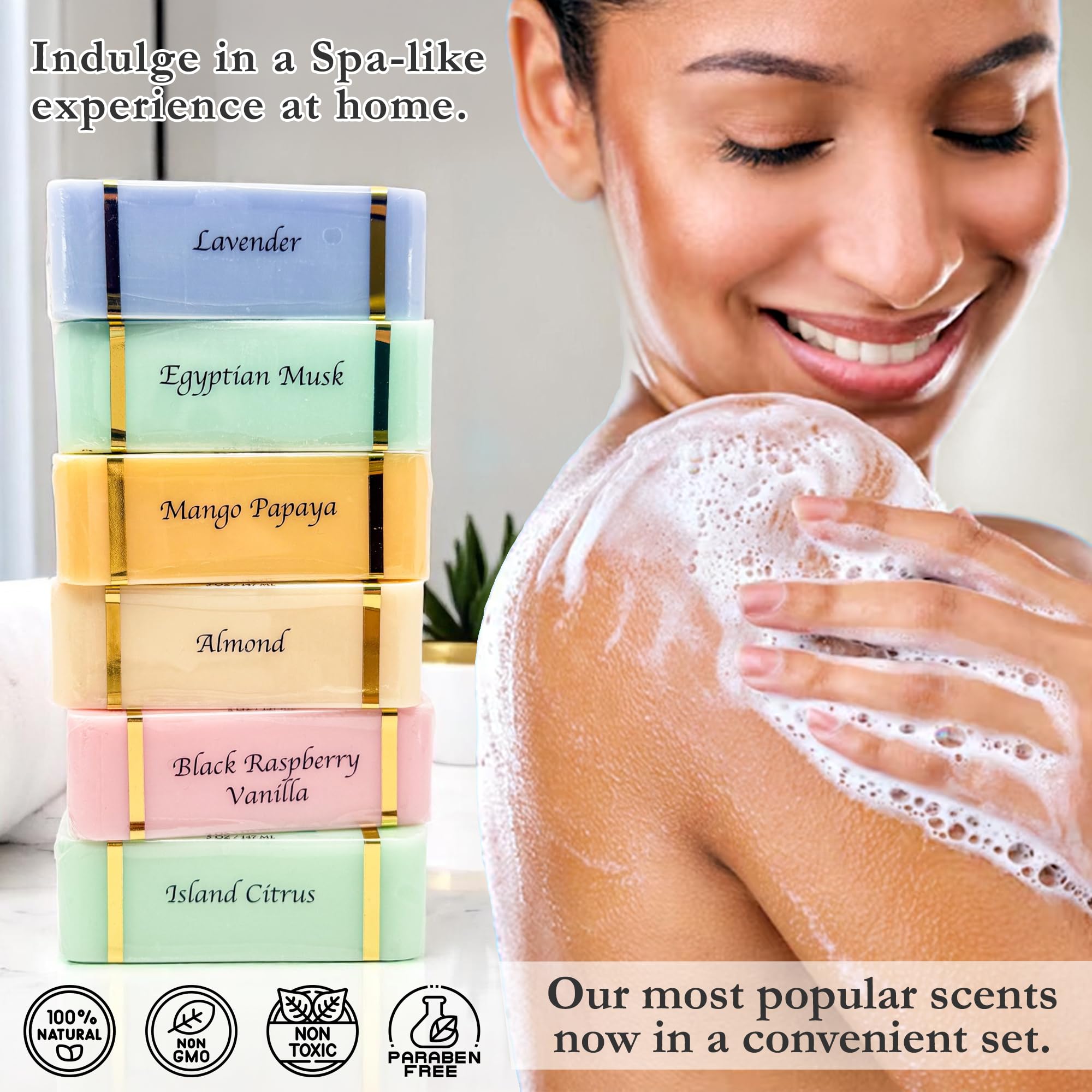 The Grecian Soap Company Goat Milk & Olive Oil Bar Soap – 6-Pack (30 oz) – Non-Toxic, USA Made