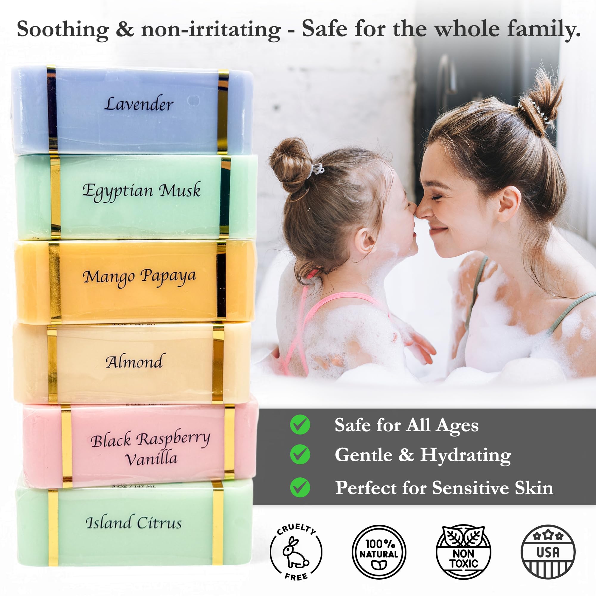 The Grecian Soap Company Goat Milk & Olive Oil Bar Soap – 6-Pack (30 oz) – Non-Toxic, USA Made
