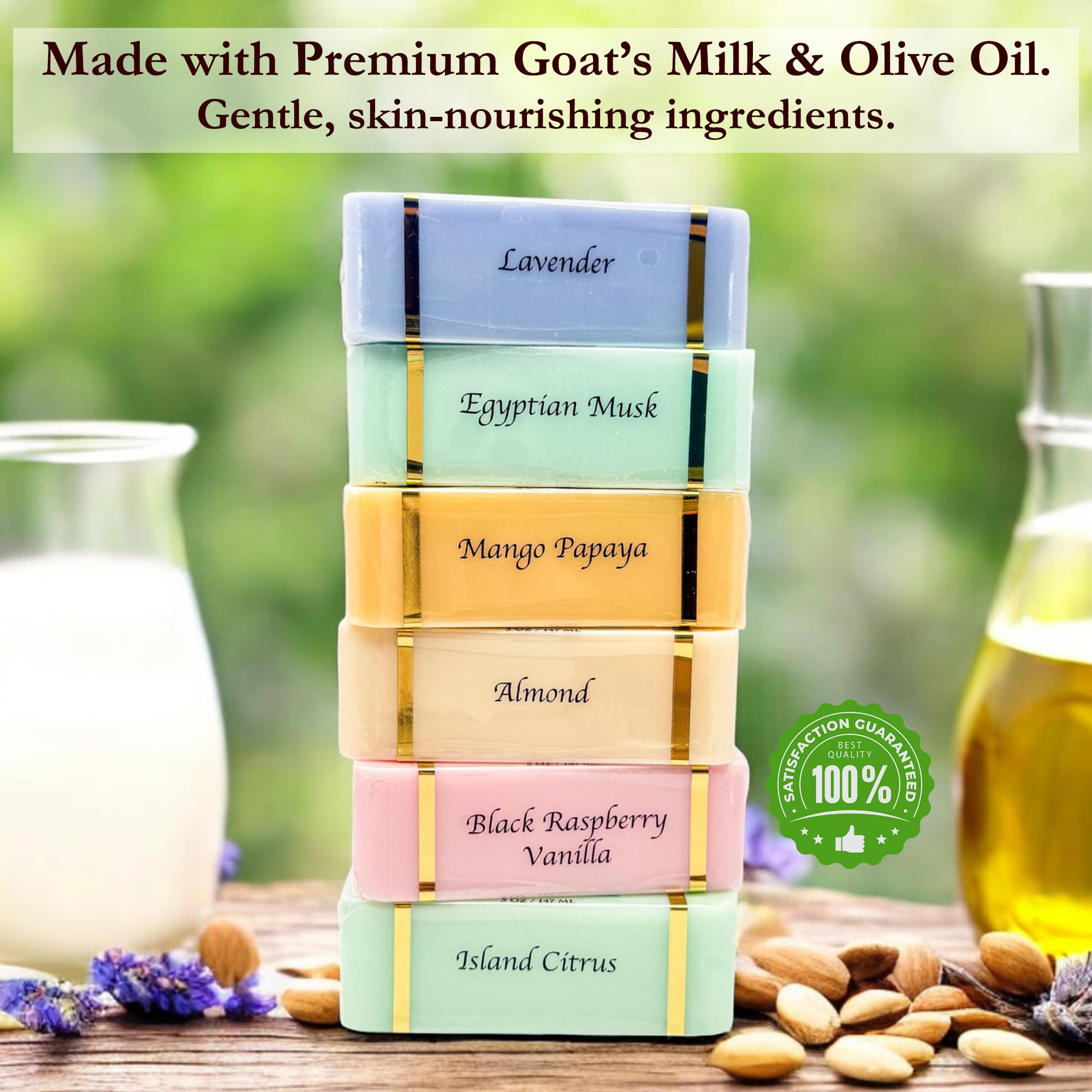 The Grecian Soap Company Goat Milk & Olive Oil Bar Soap – 6-Pack (30 oz) – Non-Toxic, USA Made