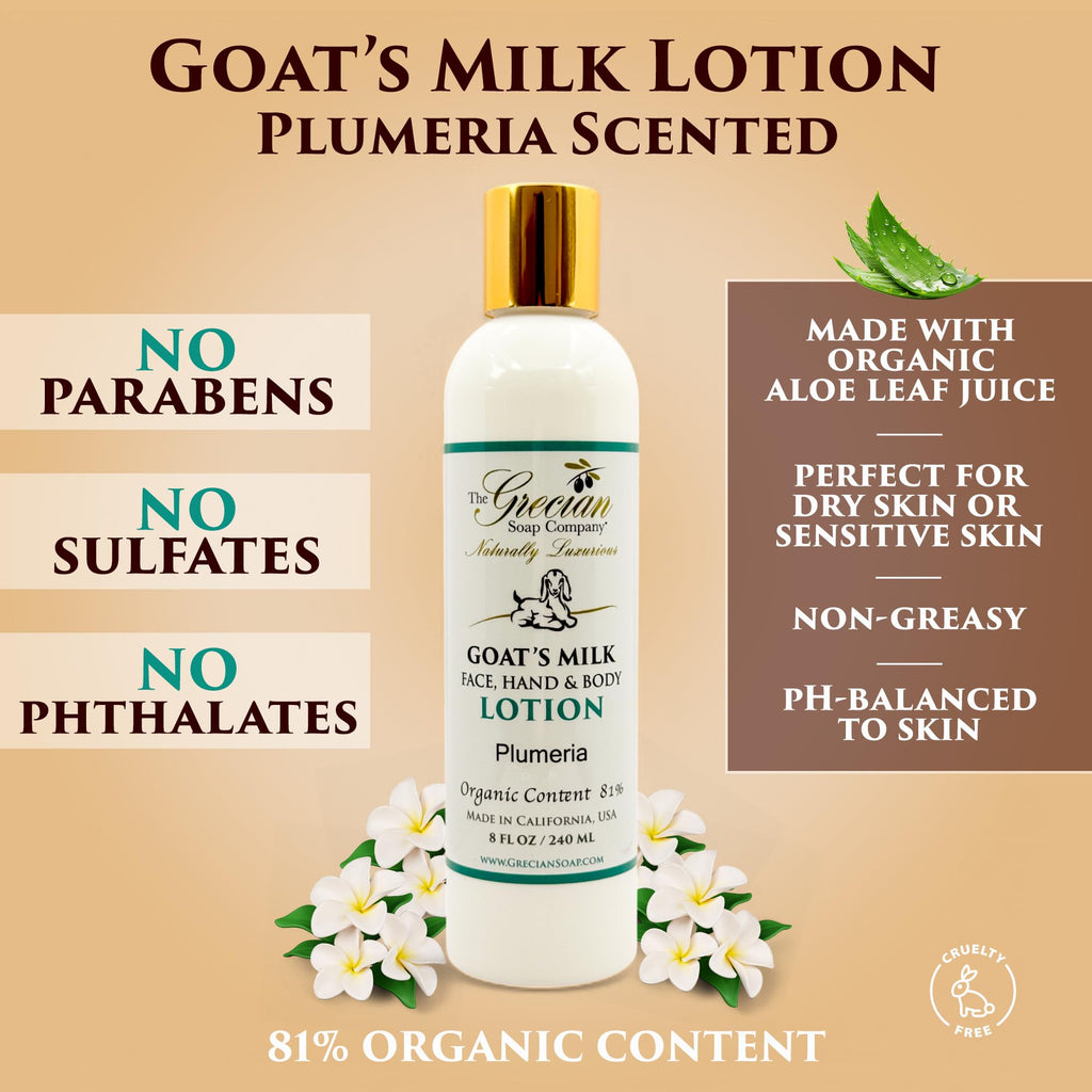 The Grecian Soap Company Deluxe Bathtub Gift Set – Goat Milk & Olive Oil Skincare, Plumeria Scent, Handmade in the USA