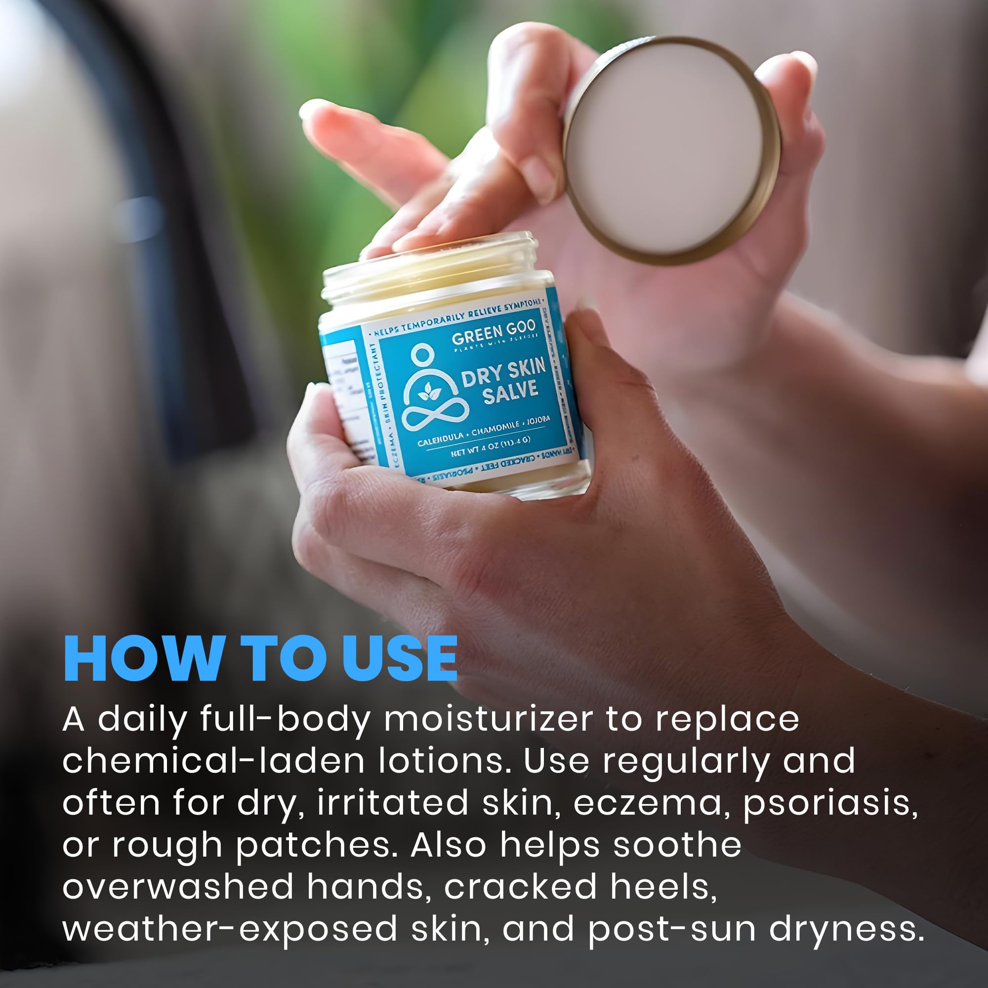 Green Goo Dry Skin Salve – All-Natural Moisturizer for Body & Face (4 oz)