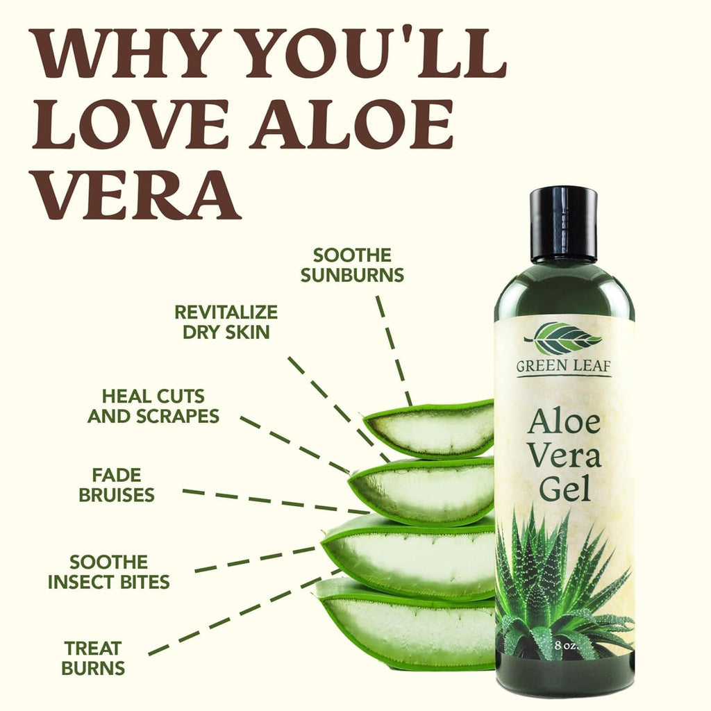 Green Leaf Naturals Amazing Aloe Gel – 16oz (2x8oz), 100% Pure, Unscented, Vegan, USA Made