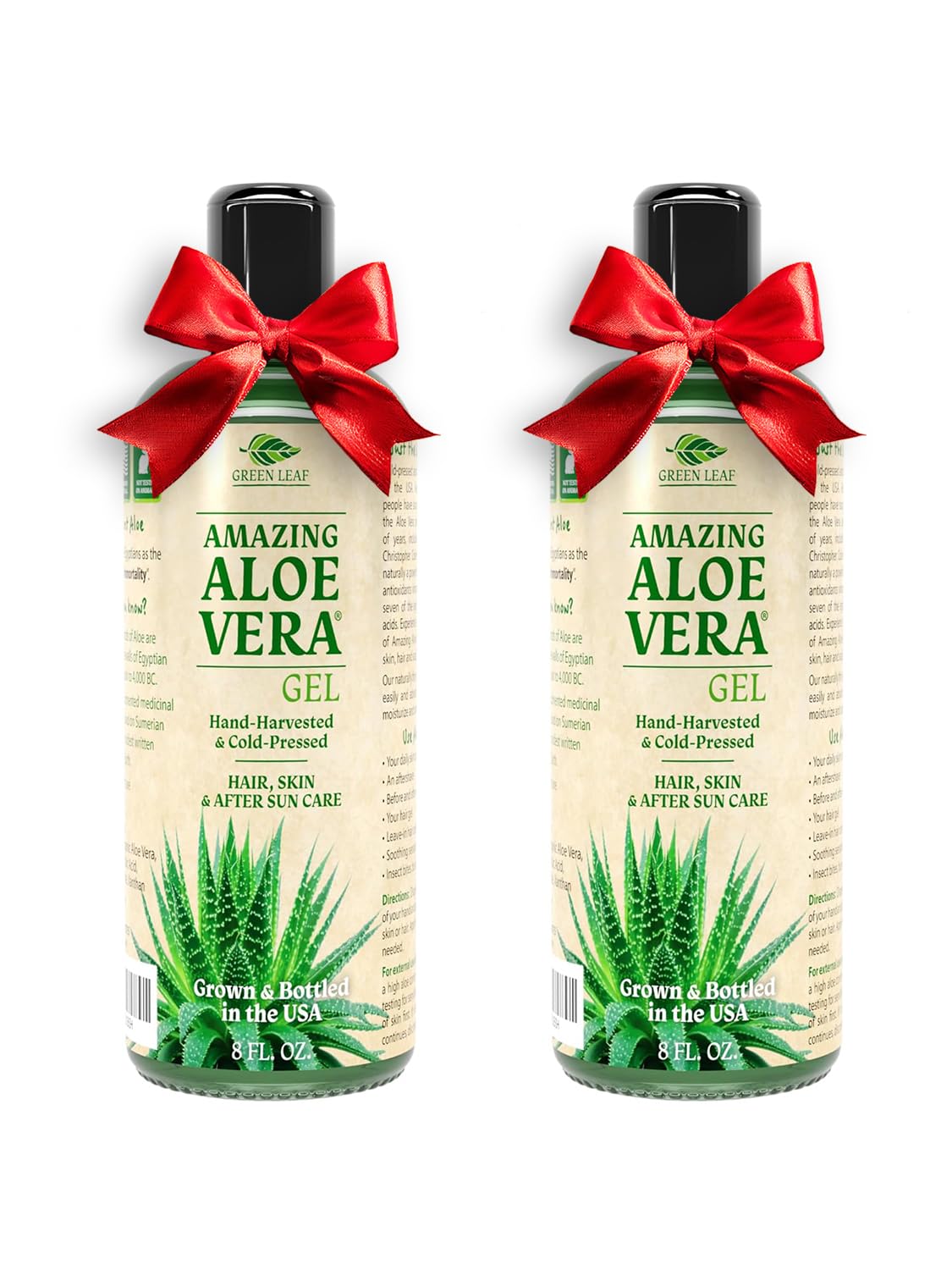 Green Leaf Naturals Amazing Aloe Gel – 16oz (2x8oz), 100% Pure, Unscented, Vegan, USA Made