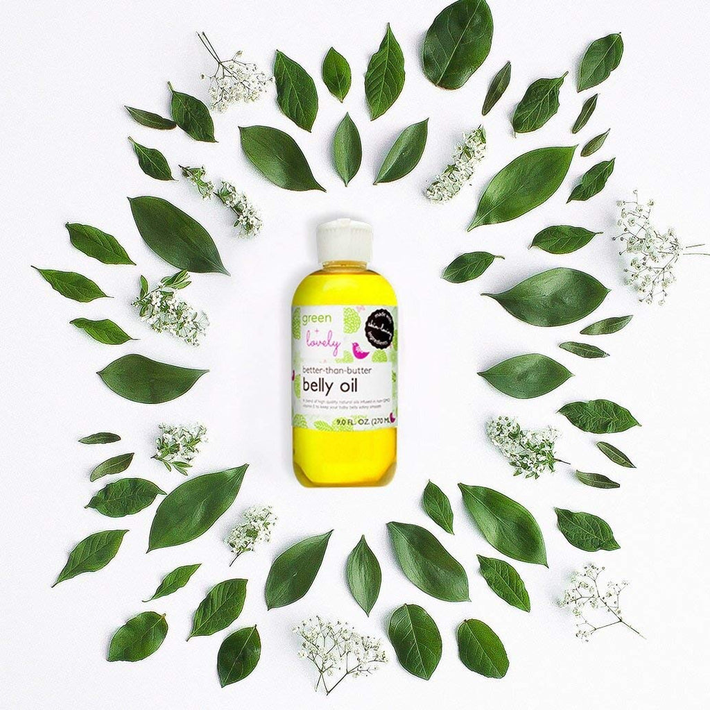 Green + Lovely Better Than Butter Belly Oil | Pregnancy Stretch Mark Prevention and Skin Elasticity (9 oz Lavender)