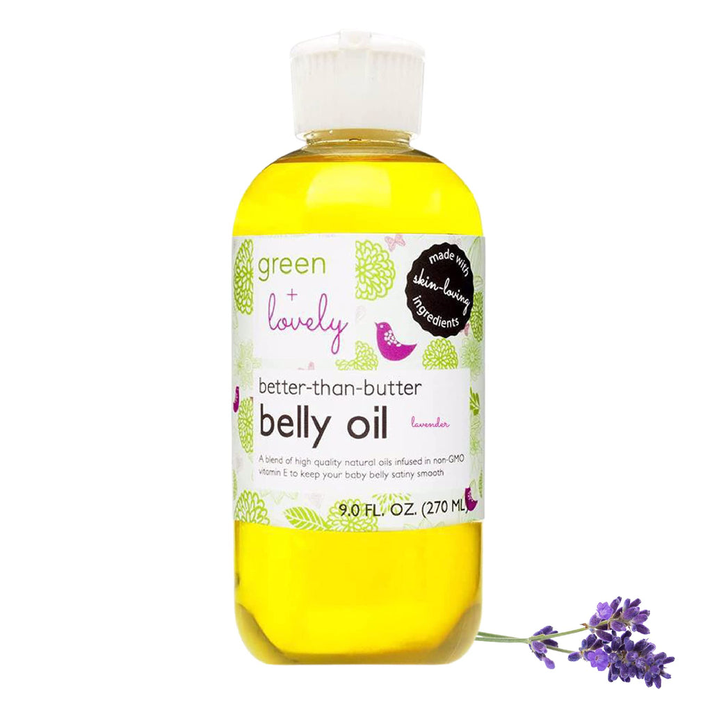 Green + Lovely Better Than Butter Belly Oil | Pregnancy Stretch Mark Prevention and Skin Elasticity (9 oz Lavender)