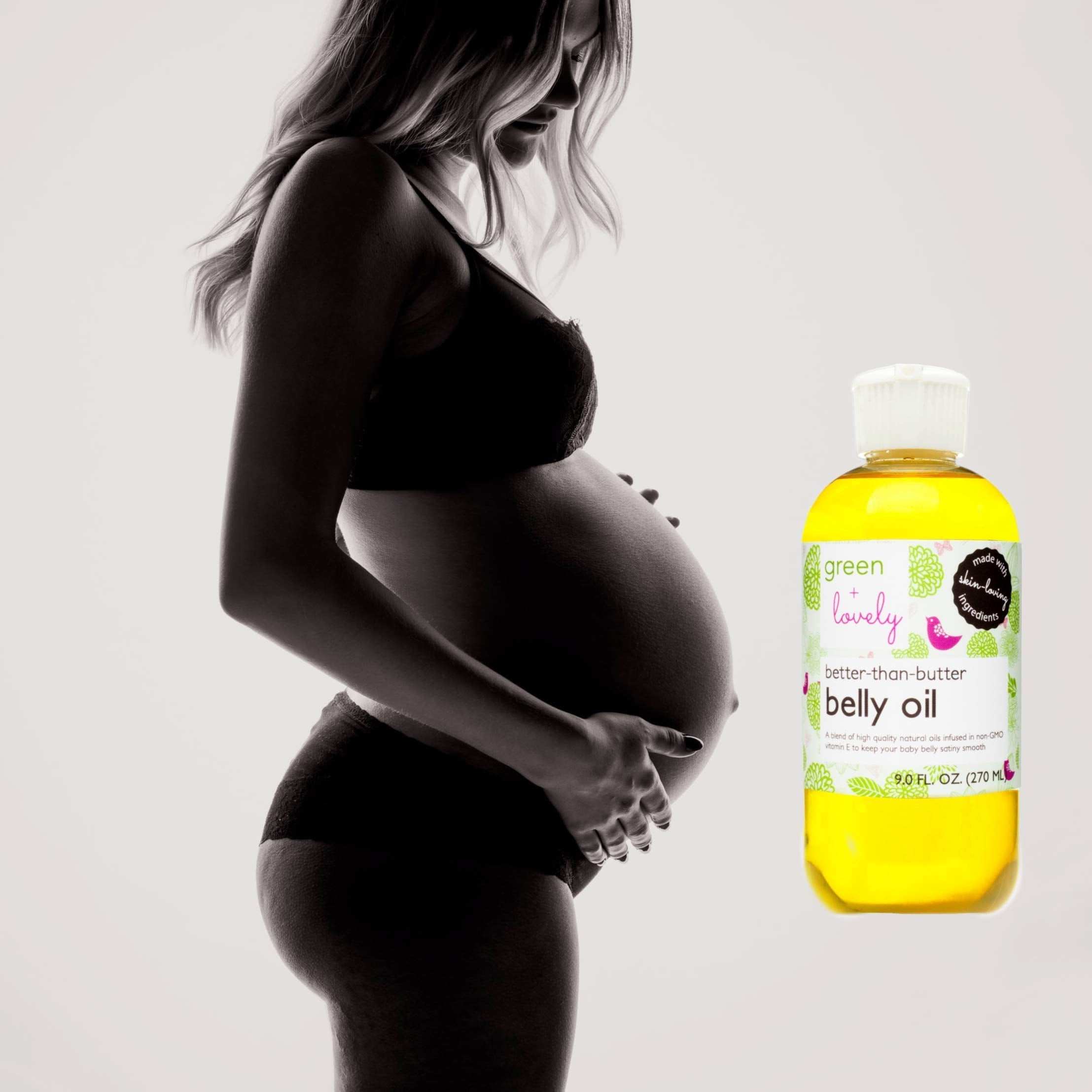 Green + Lovely Better Than Butter Belly Oil | Pregnancy Stretch Mark Prevention and Skin Elasticity (9 oz Lavender)