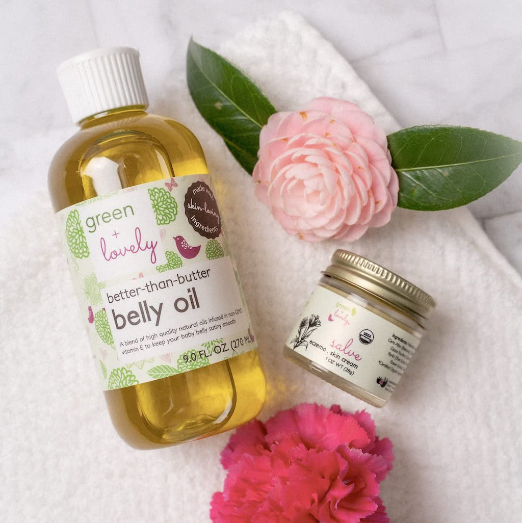 Green + Lovely Better Than Butter Belly Oil | Pregnancy Stretch Mark Prevention and Skin Elasticity (9 oz Lavender)